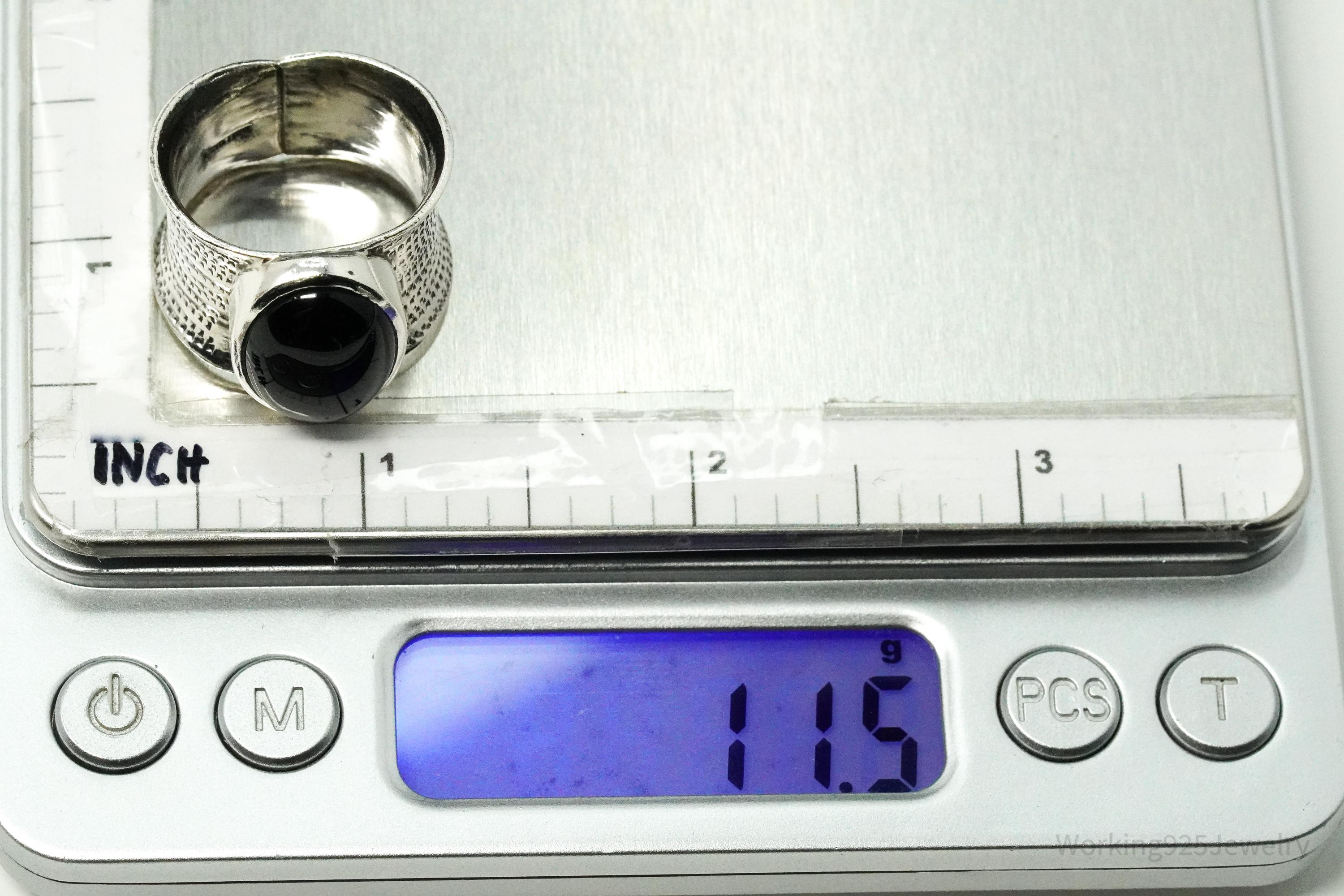 Vintage Black Onyx Sterling Silver Ring - Size 9.25