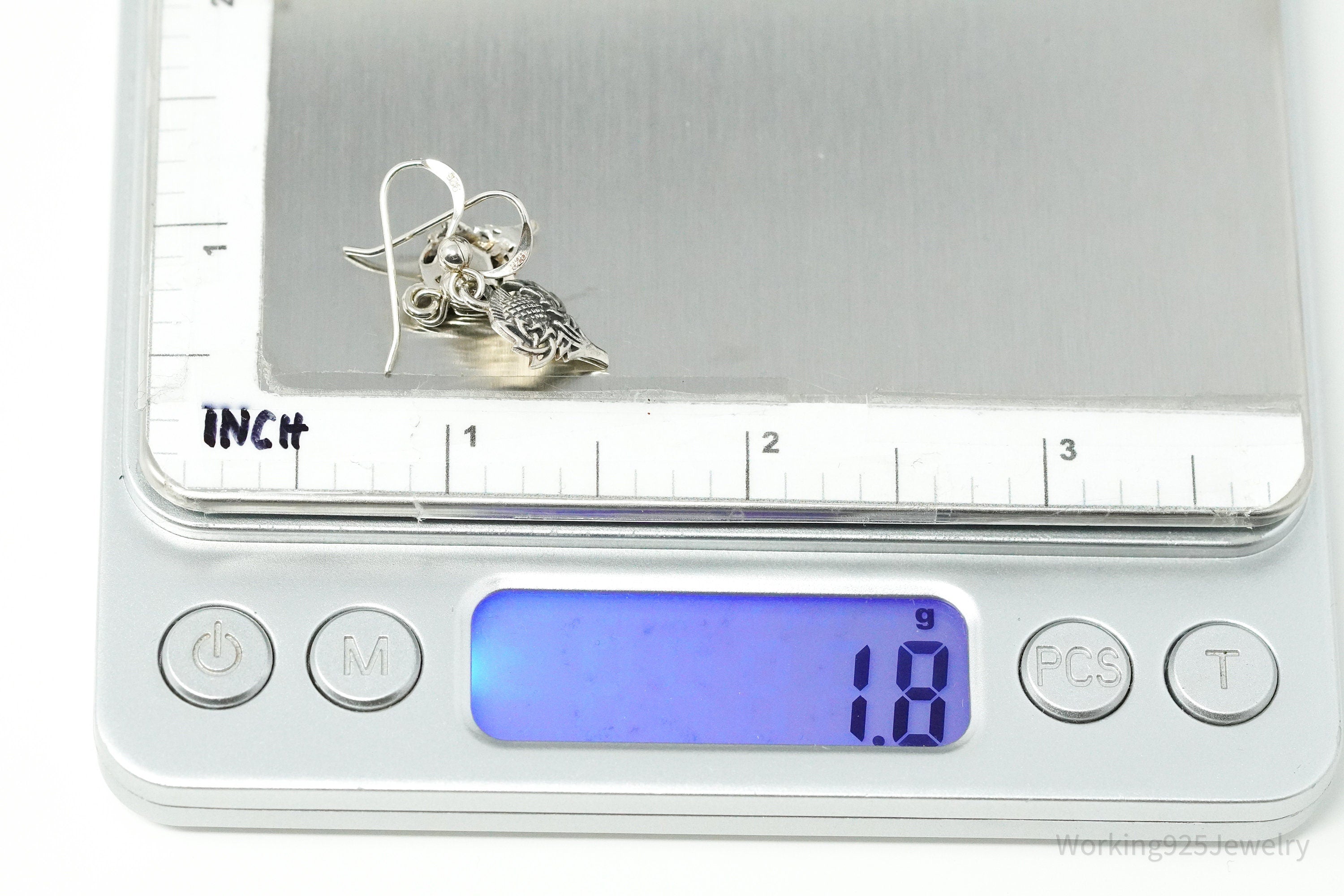 Vintage Scottish Thistle Sterling Silver Earrings