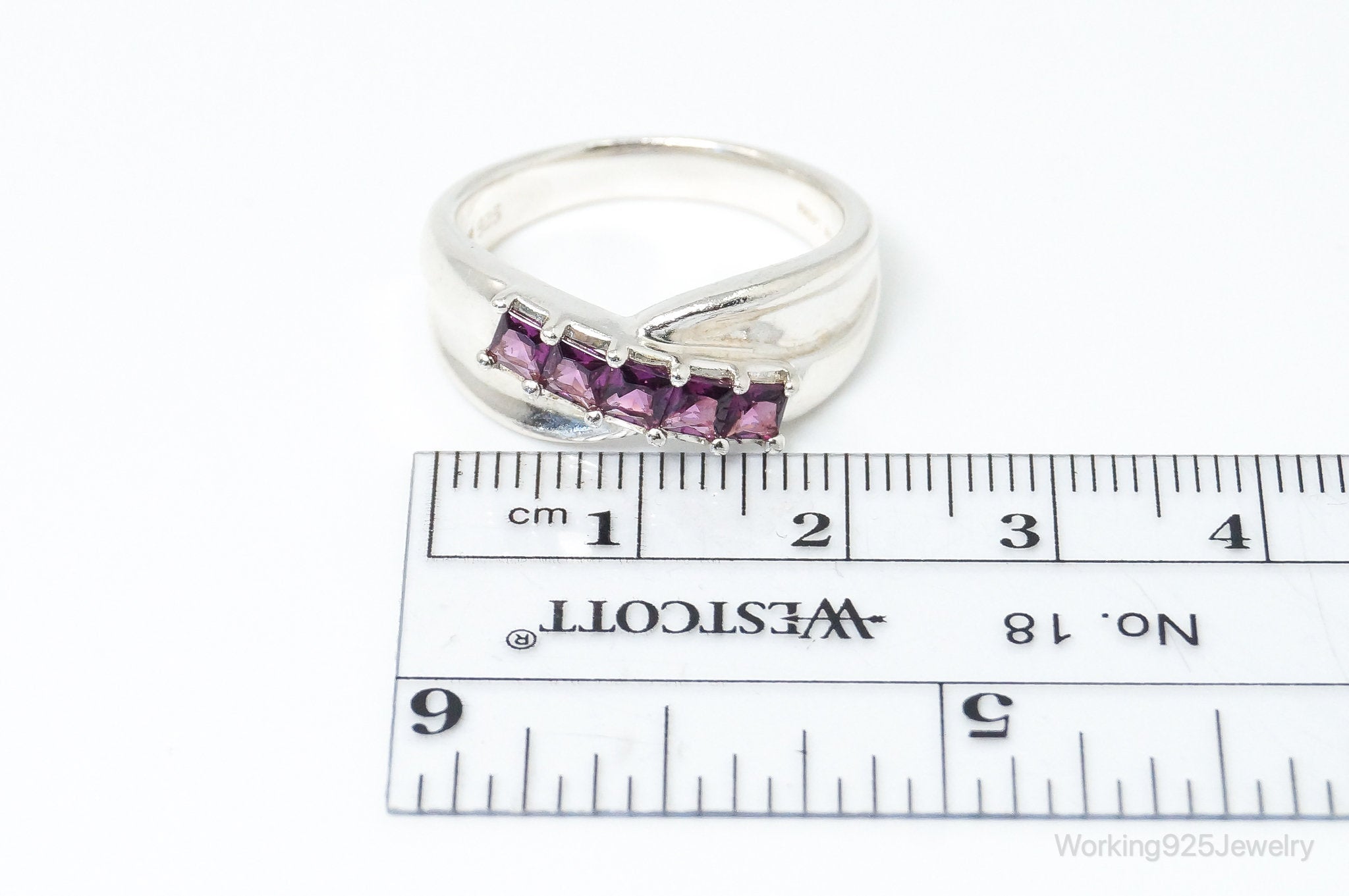 Vintage Violet Purple Topaz Sterling Silver Ring SZ 8.75