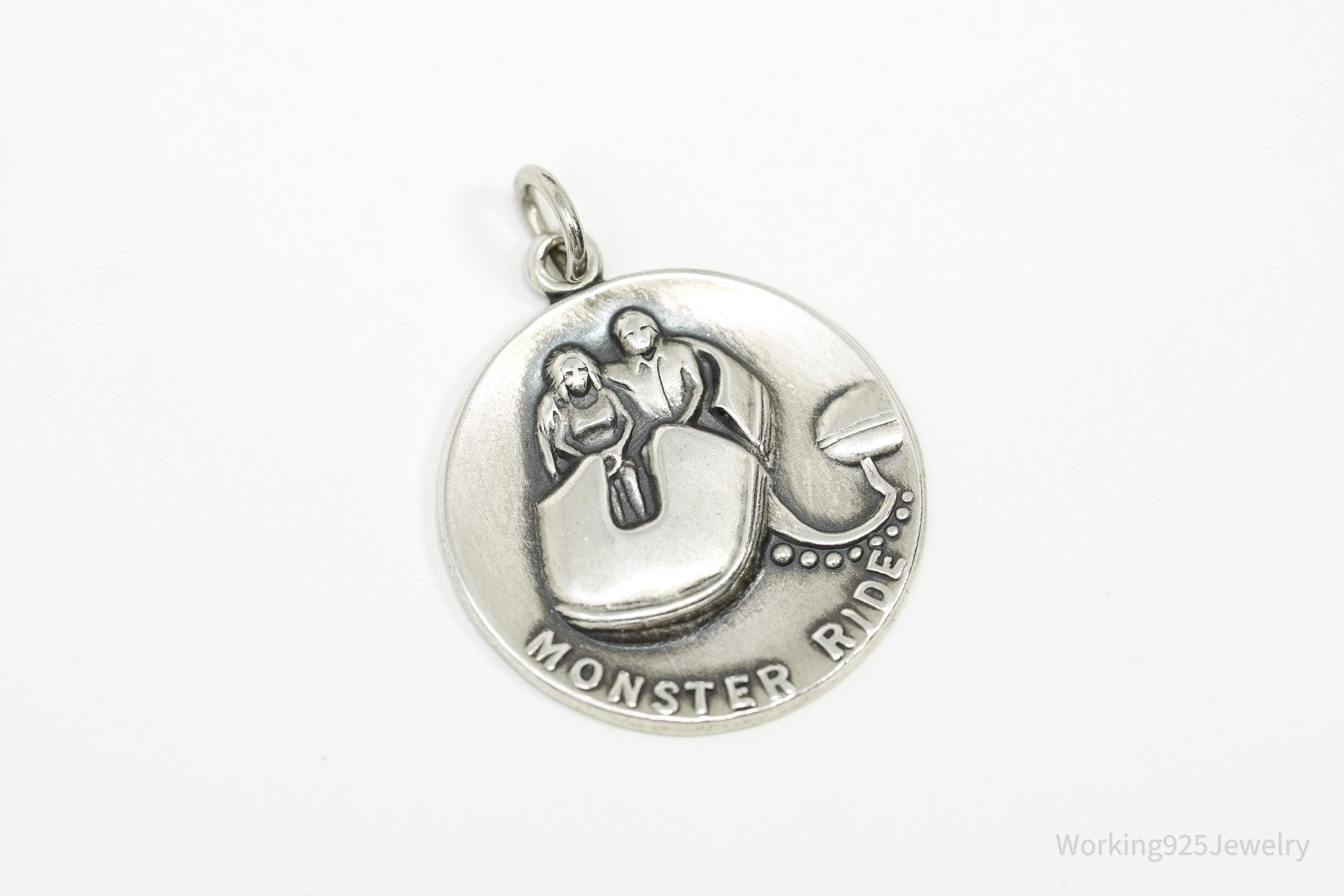 RARE Vintage Designer Bell Trading Monster Ride Sterling Silver Charm Pendant 1"