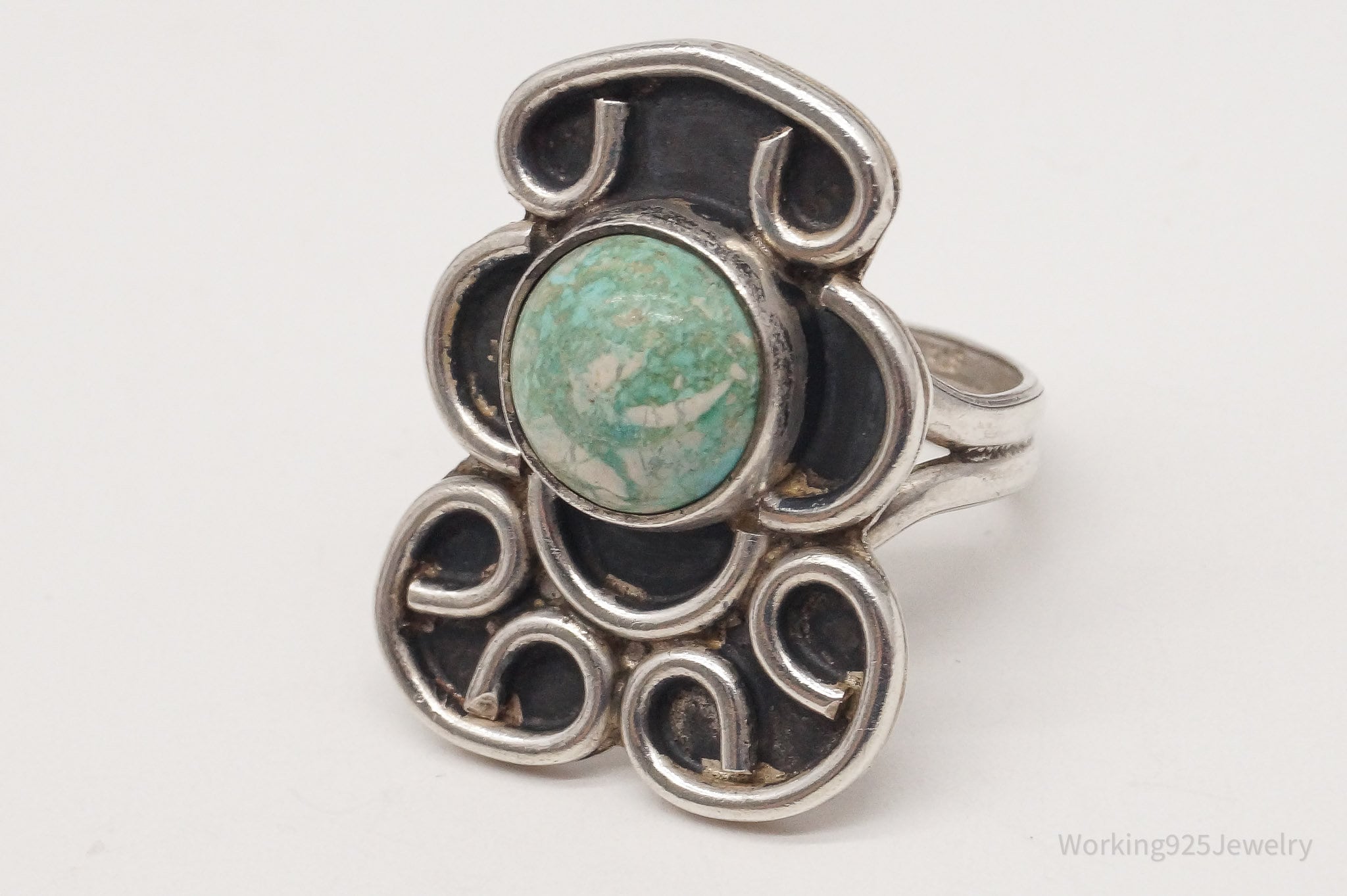 Vintage Native American Turquoise Sterling Silver Ring - Size 5.25