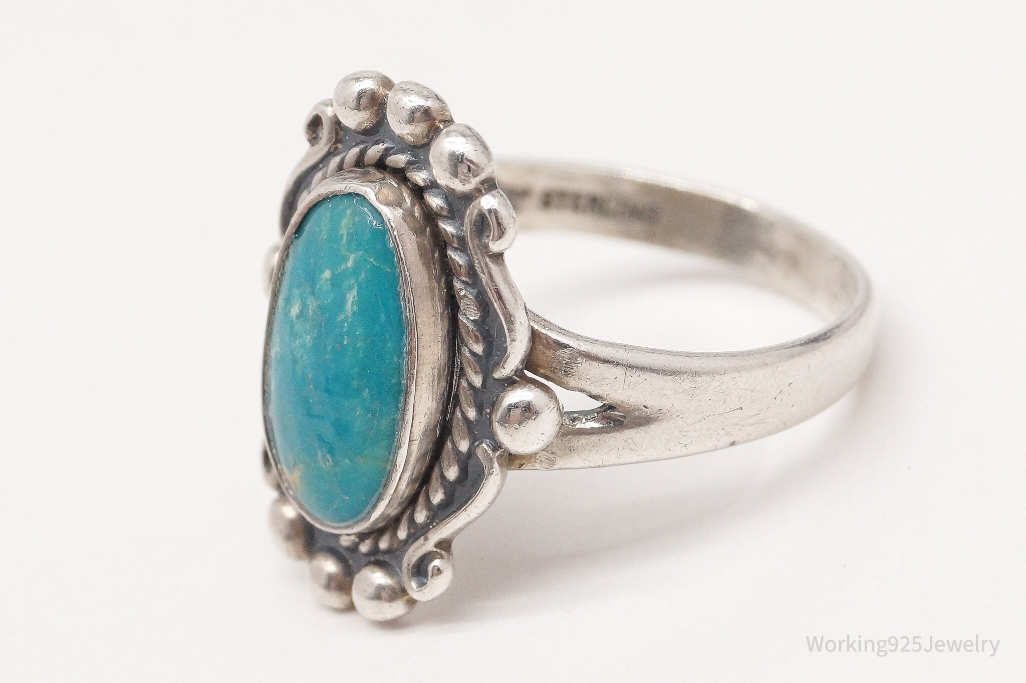 Vintage Bell Trading Post Turquoise Sterling Silver Ring - Size 7.5