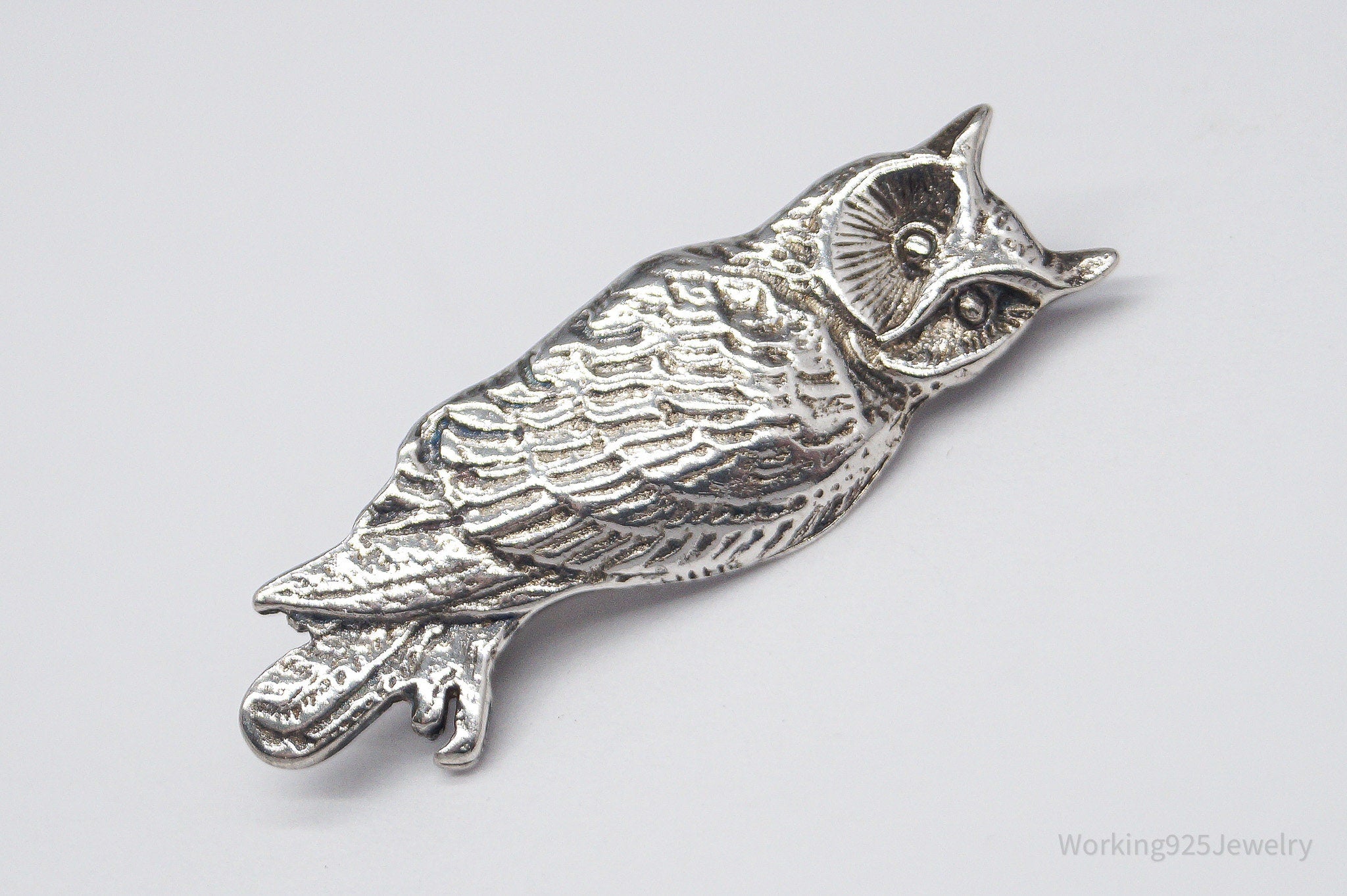 Vintage Owl Silver Pin Brooch