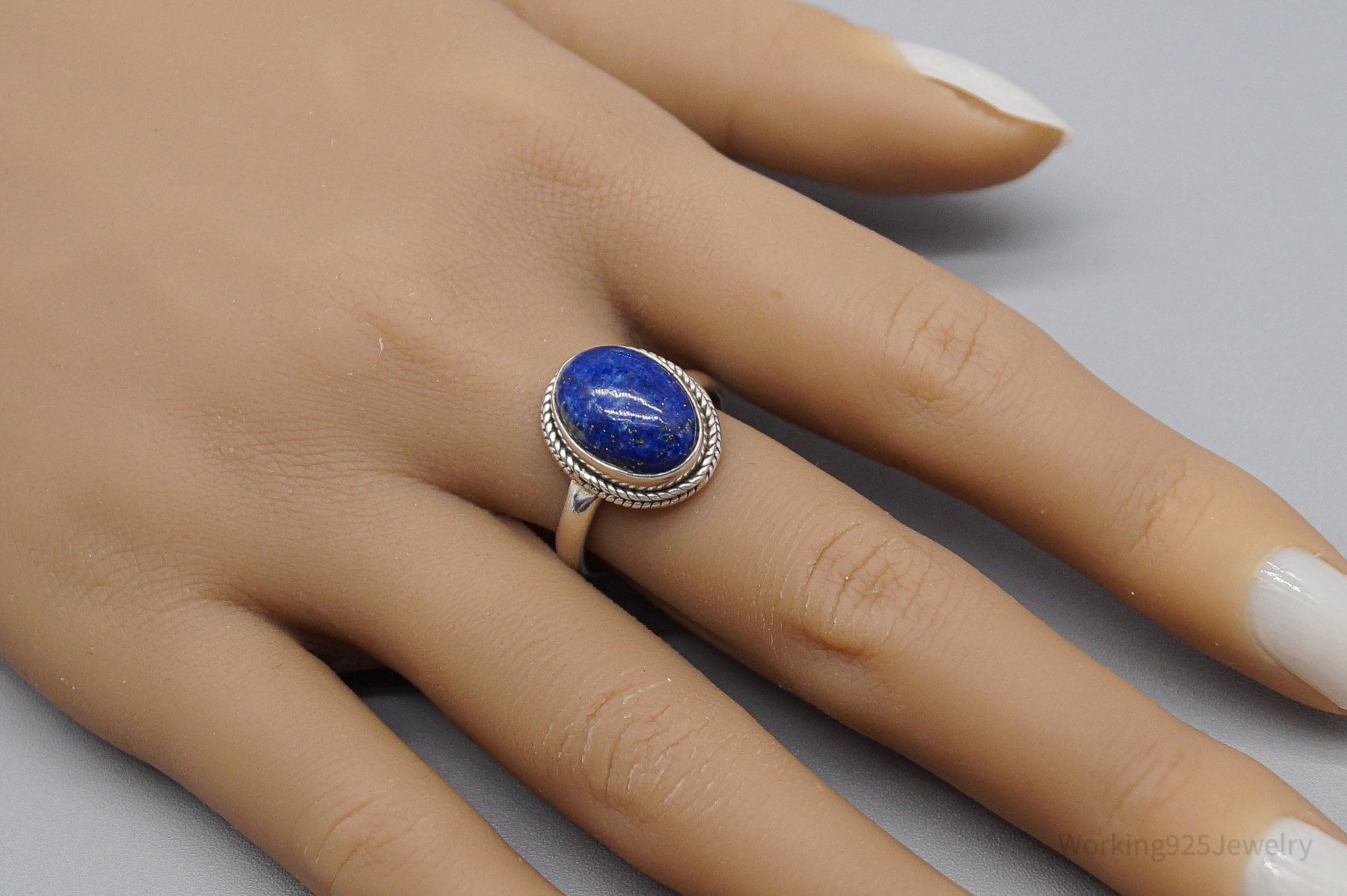 Vintage Lapis Lazuli Sterling Silver Ring - Size 9