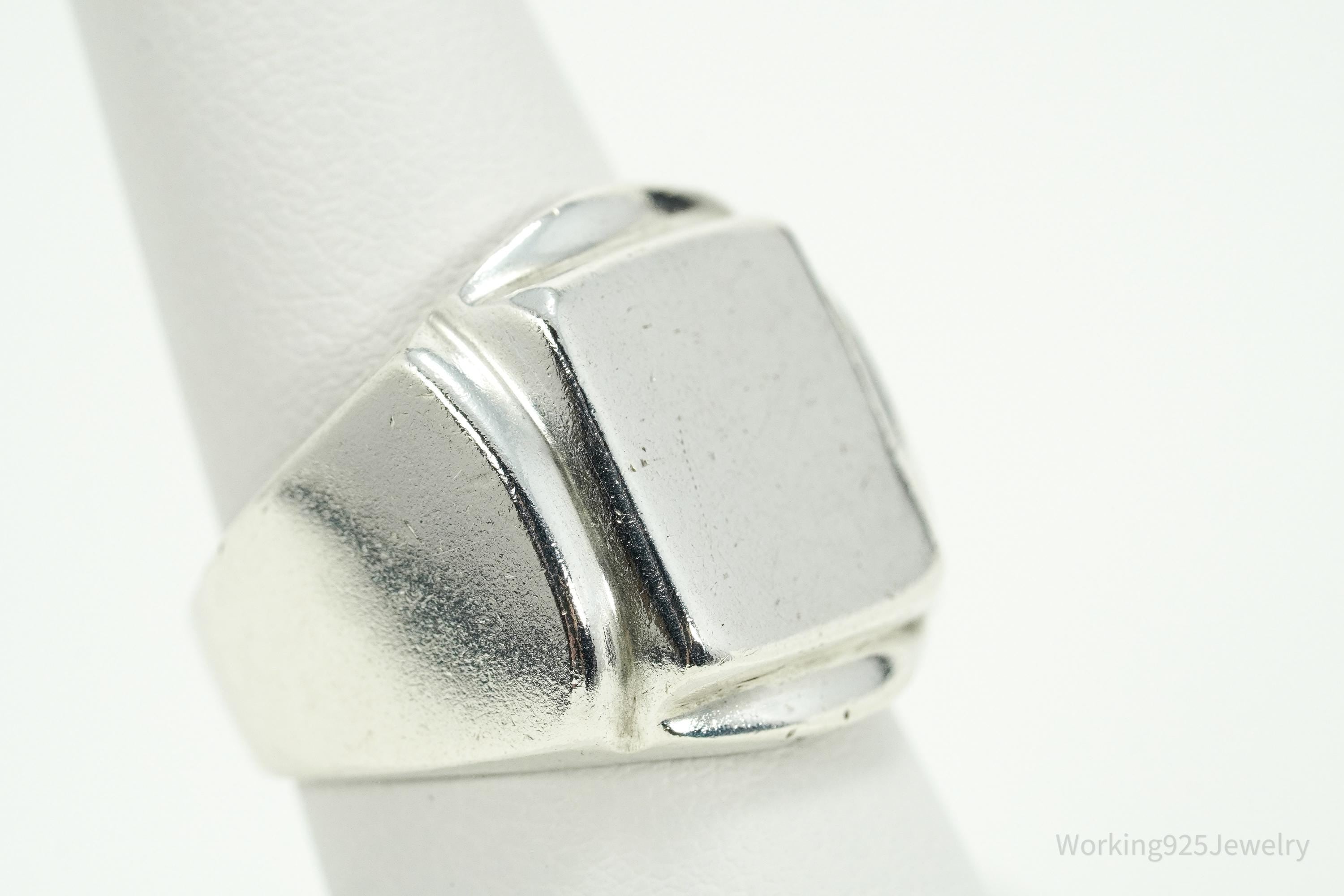 Vintage Heavy Mexico Modernist Style Sterling Silver Ring Size 8