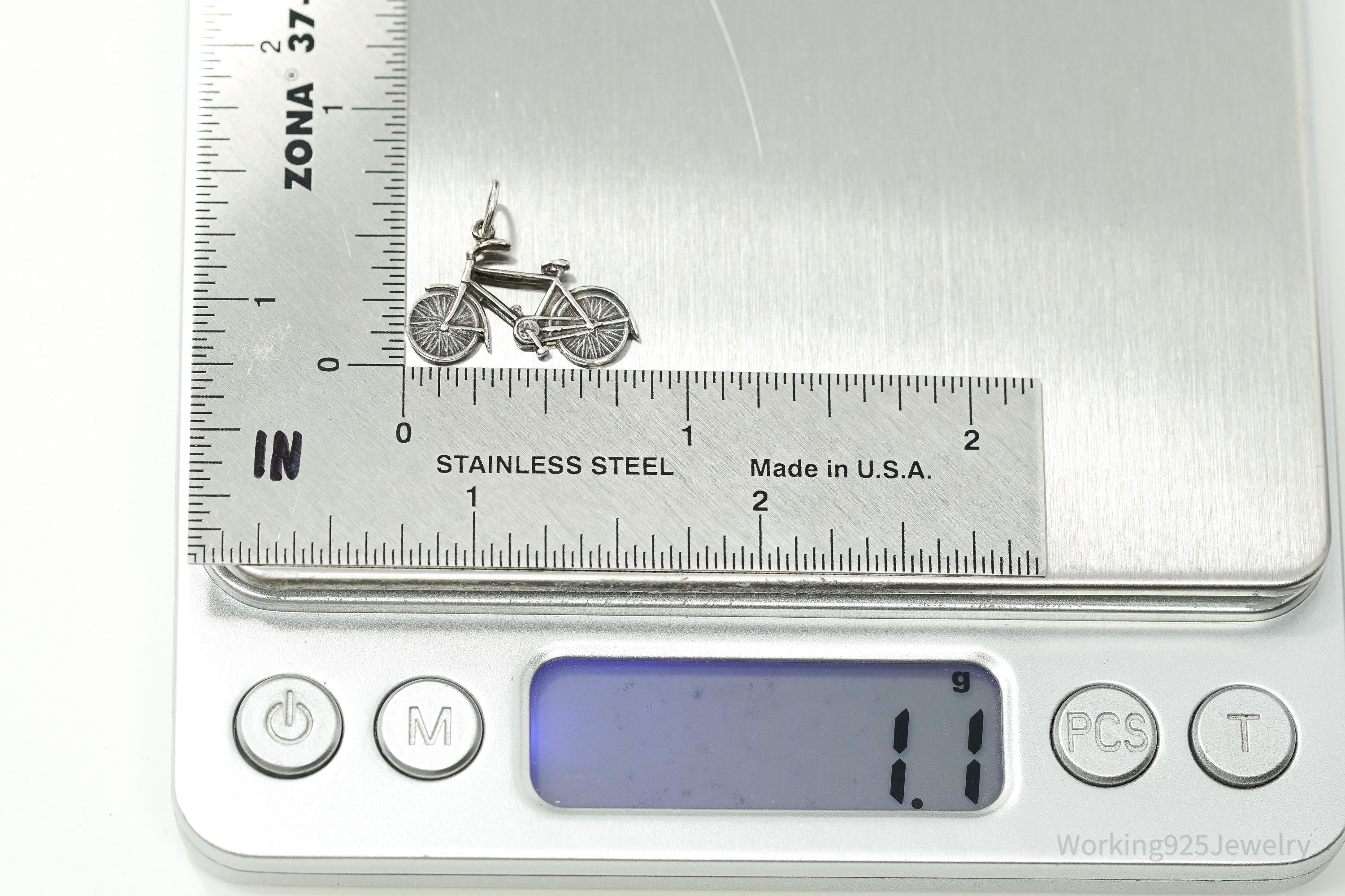 Vintage Bicycle Sterling Silver Charm Pendant