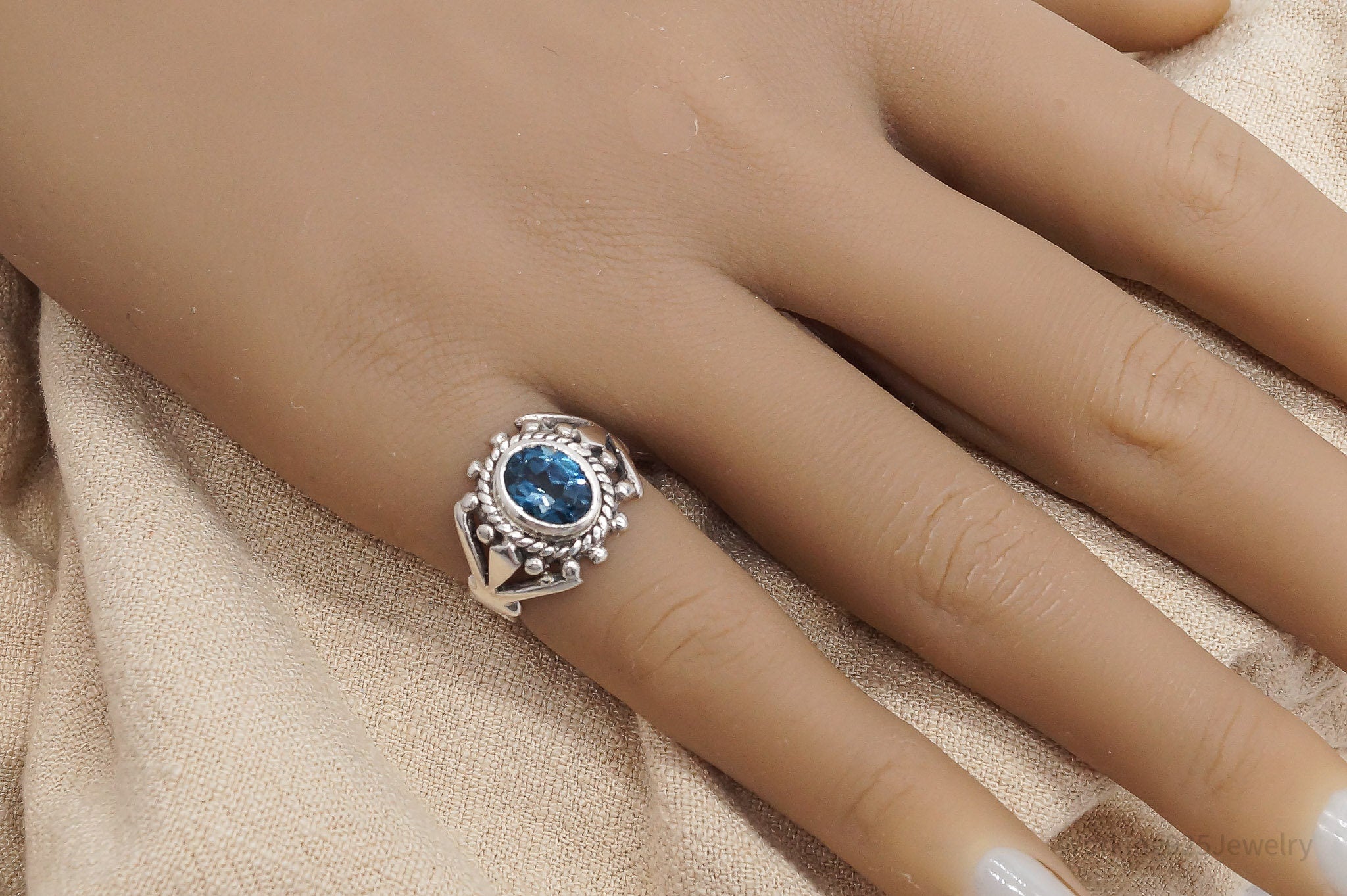 Vintage London Blue Topaz Sterling Silver Ring - Size 4.75