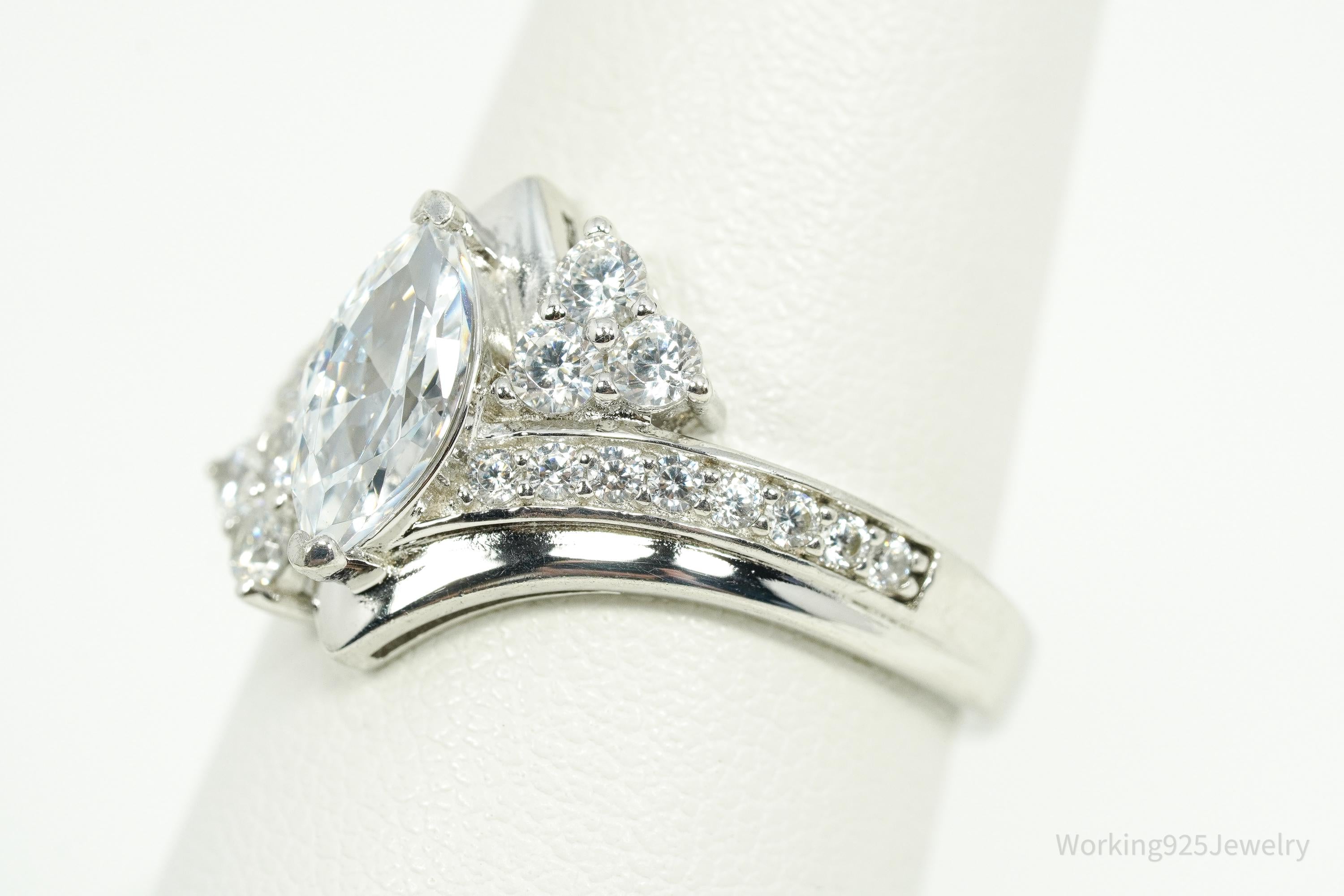 Vintage Cubic Zirconia Sterling Silver Ring Size 8.25