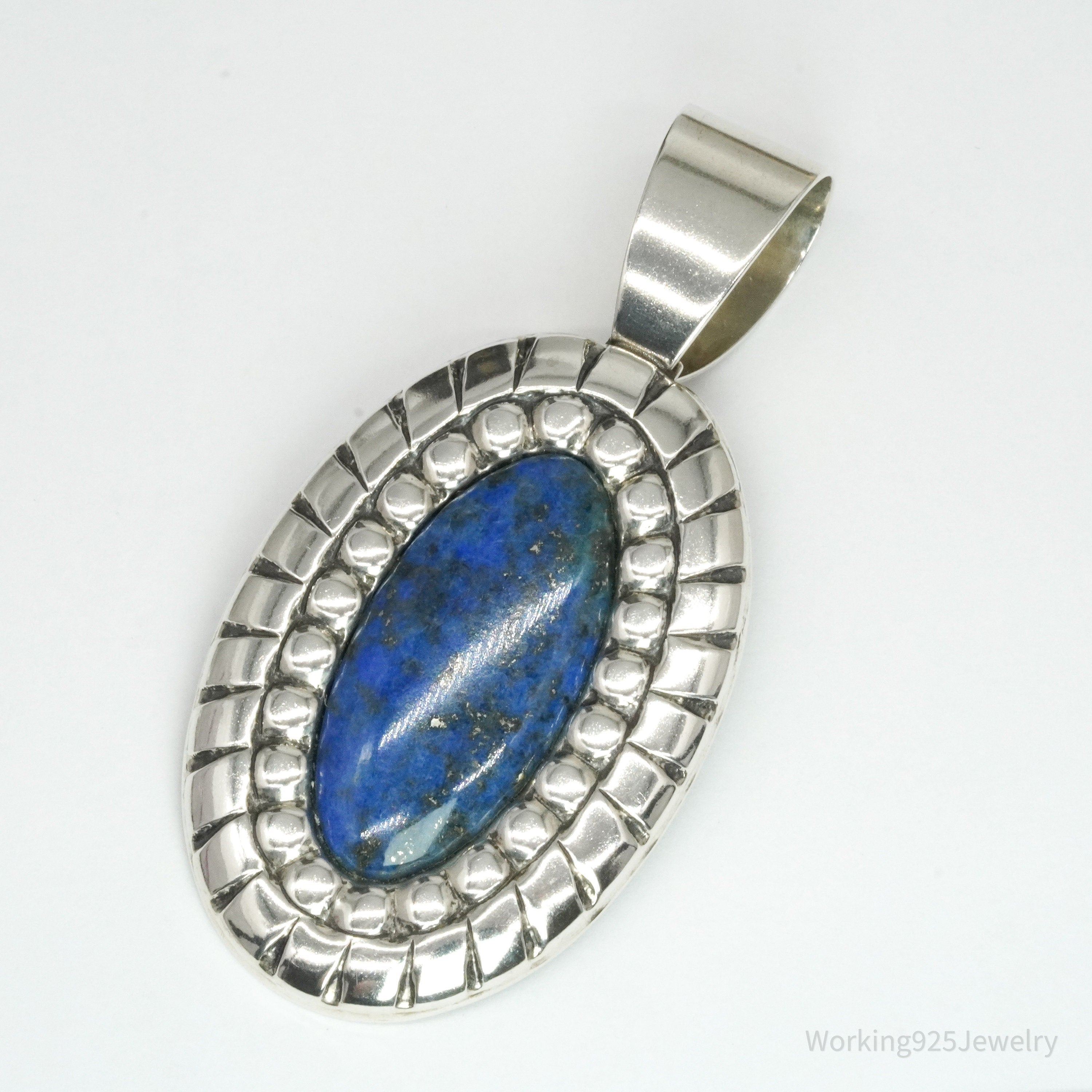 Large Vintage Carolyn Pollack Relios Lapis Lazuli Sterling Silver Pendant