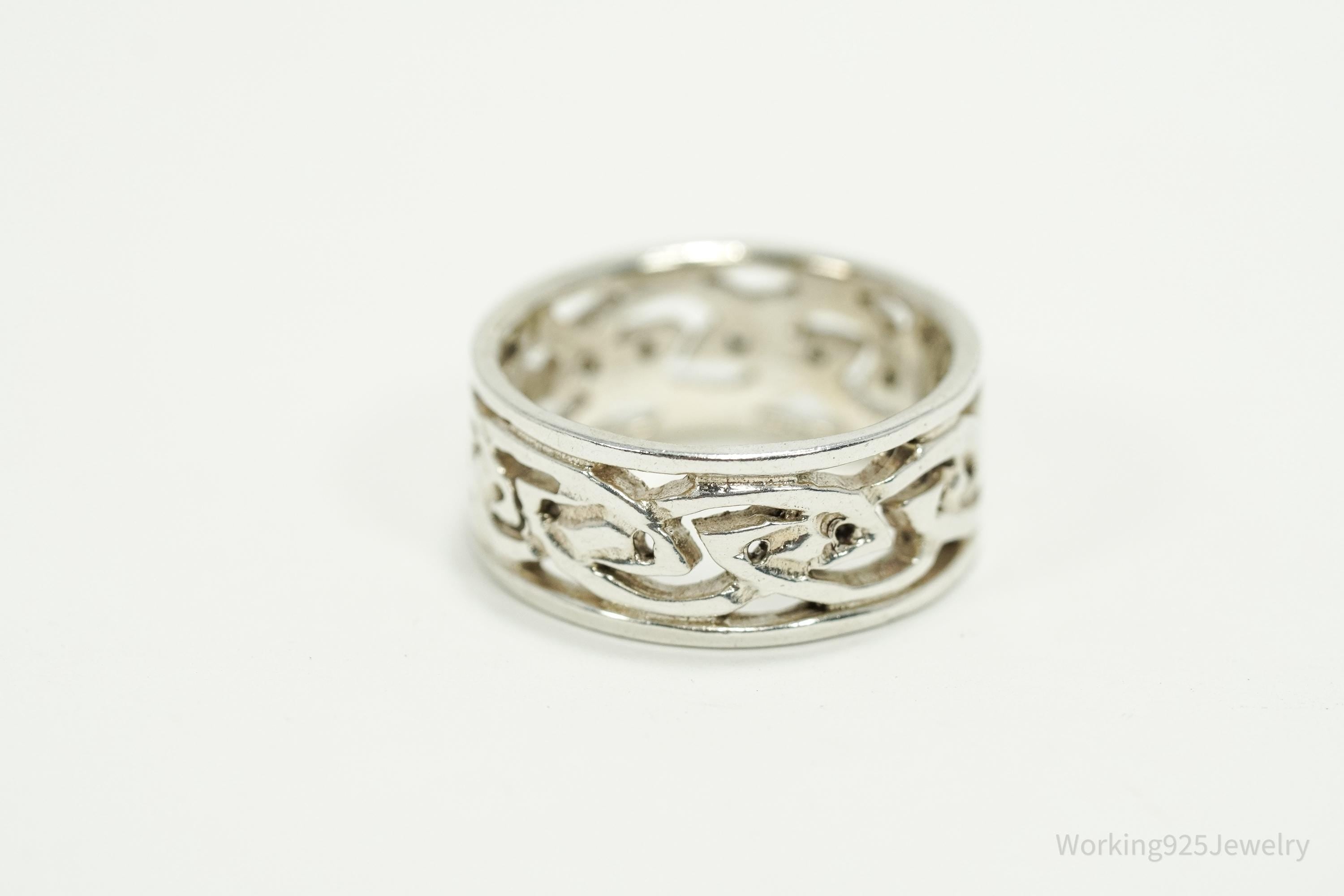 Vintage Celtic Knots Sterling Silver Ring Size 6.75