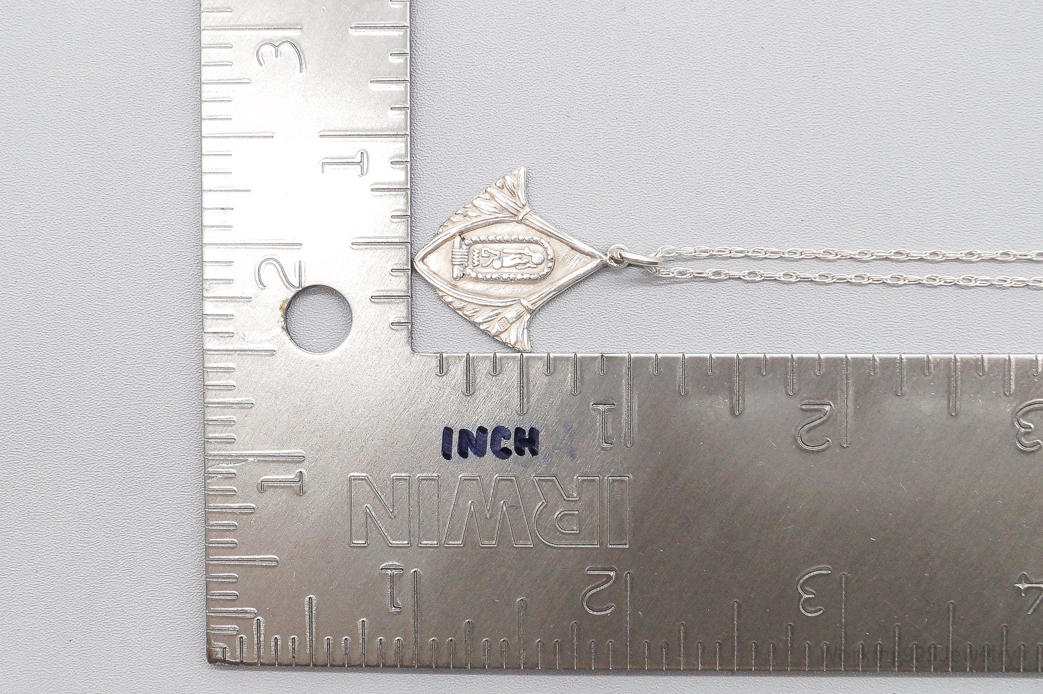 Vintage Ornate Egyptian Cartouche Sterling Silver Necklace 20"