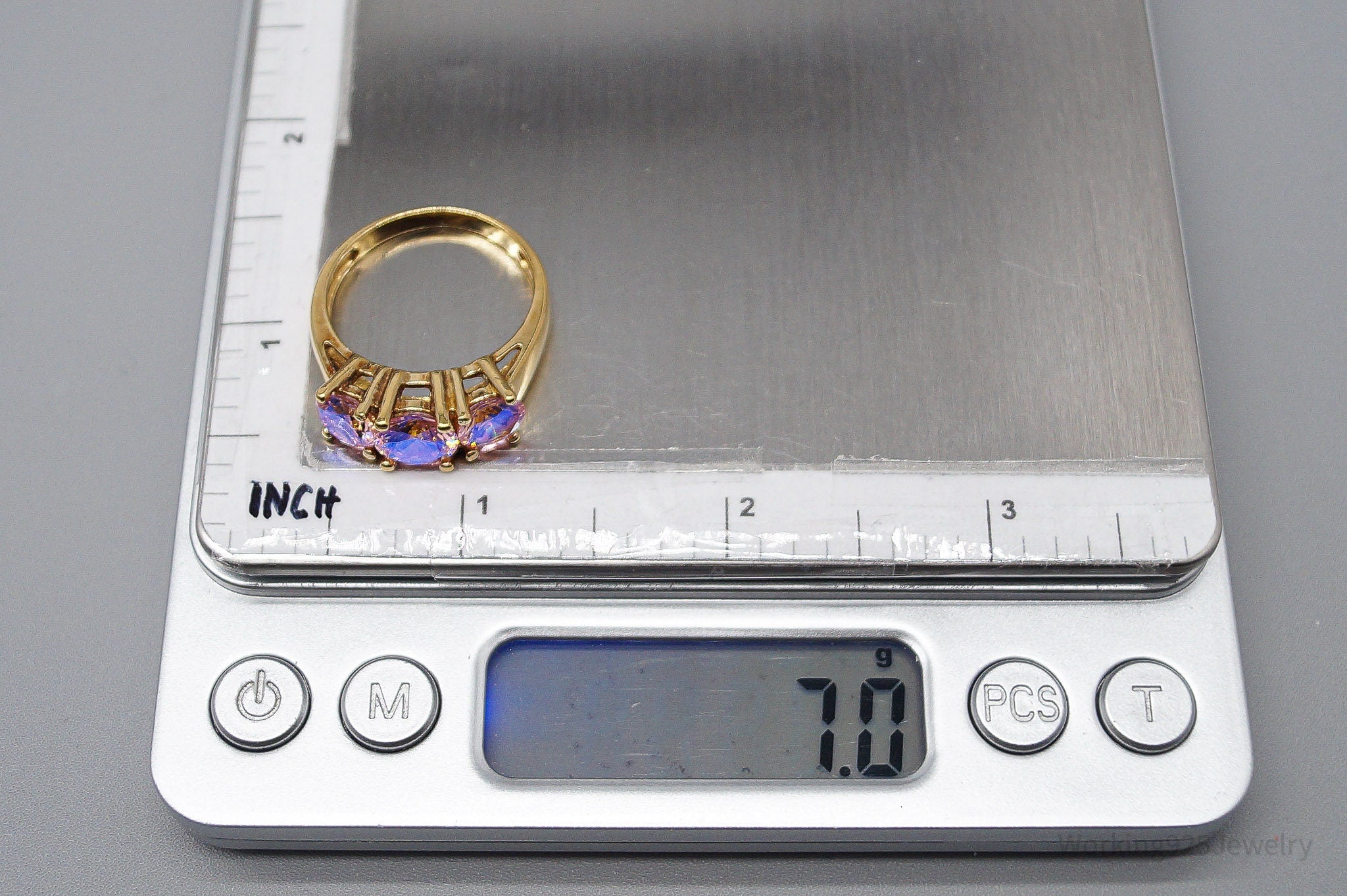 Vintage Designer Mystic Topaz Gold Vermeil Over Sterling Silver Ring Size 10.5