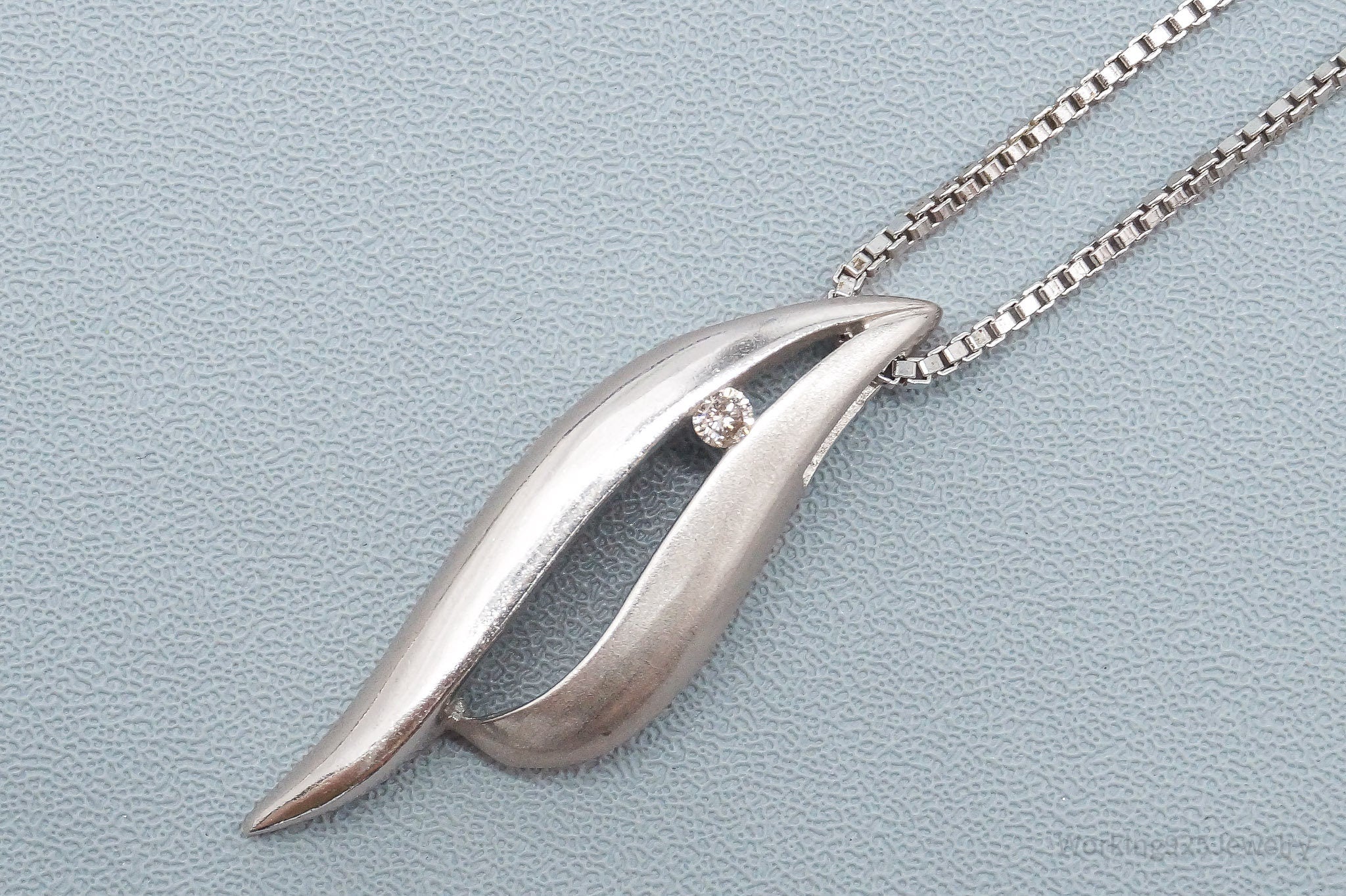 Vintage Diamond Sterling Silver Necklace 18"