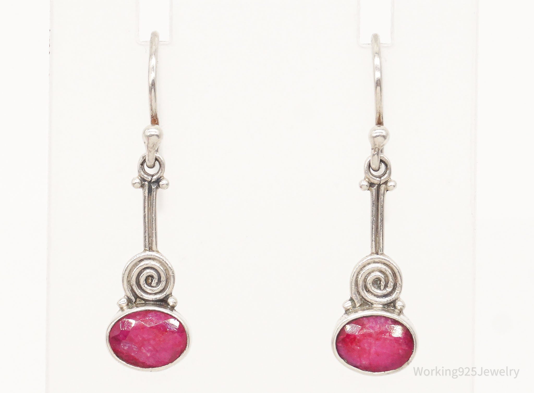 Vintage Ruby Sterling Silver Earrings