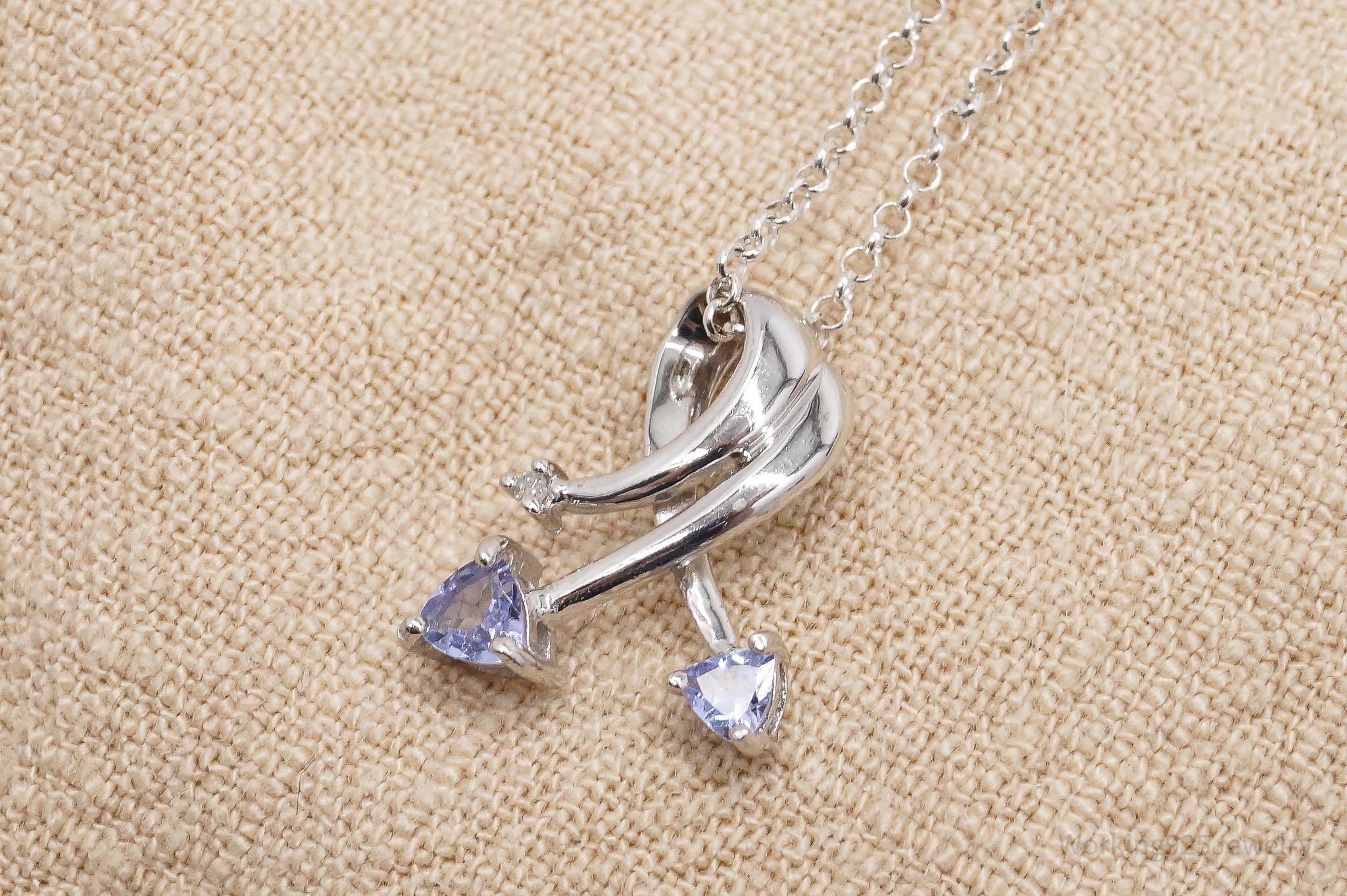 Tanzanite & Diamond 10K White Gold Over Sterling Silver Necklace 18"