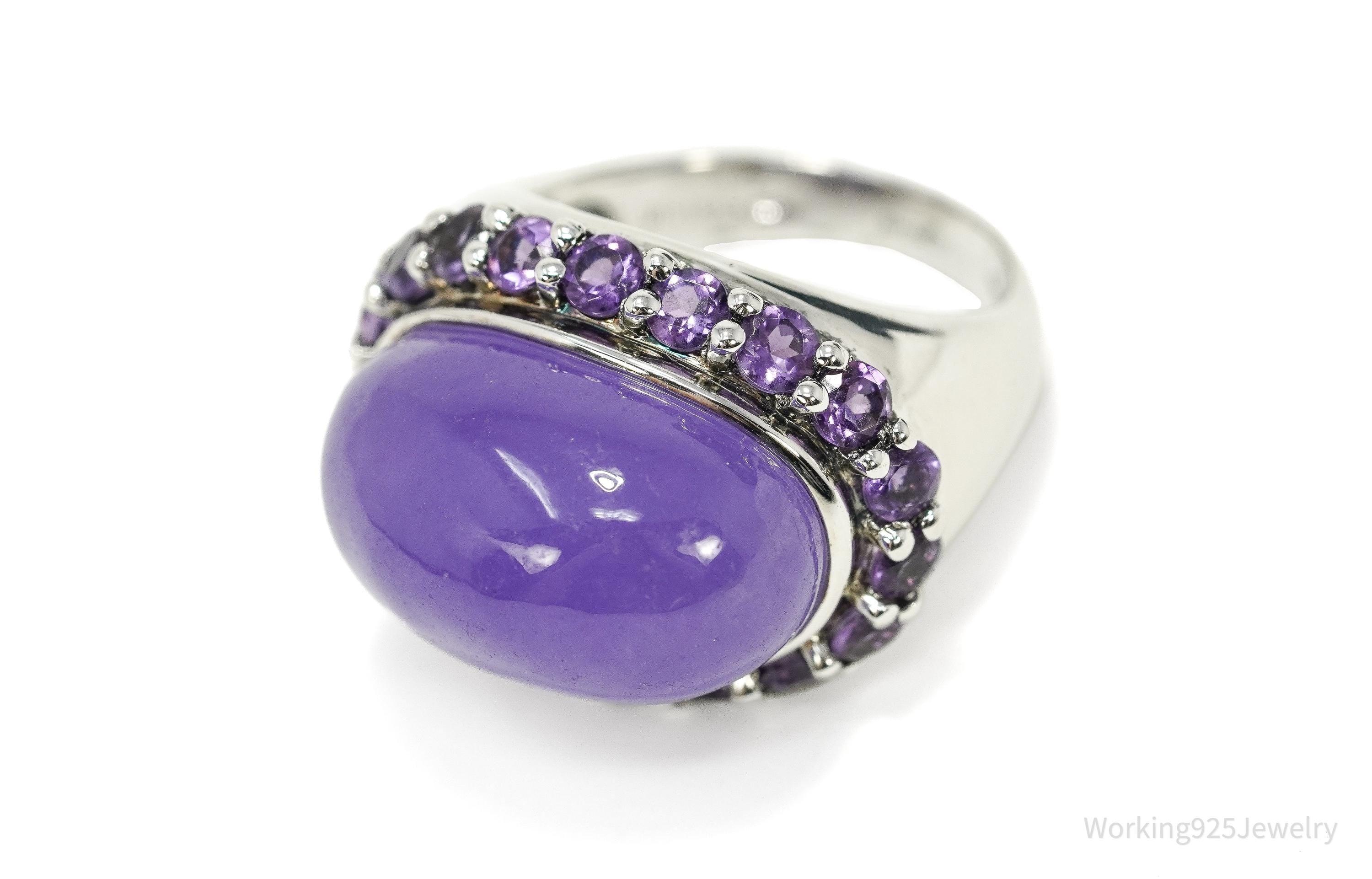 Vintage Purple Quartz & Amethyst Sterling Silver Ring – Size 6.75