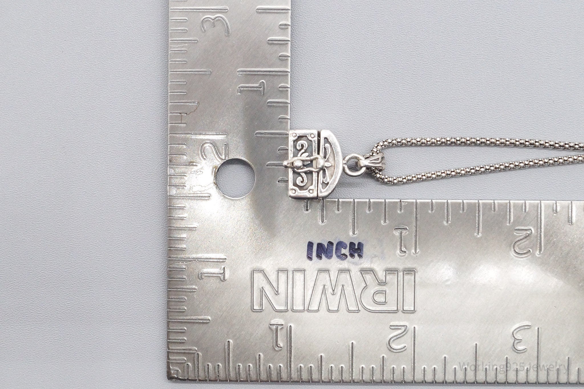 Vintage Prayer Box Sterling Silver Necklace 18"