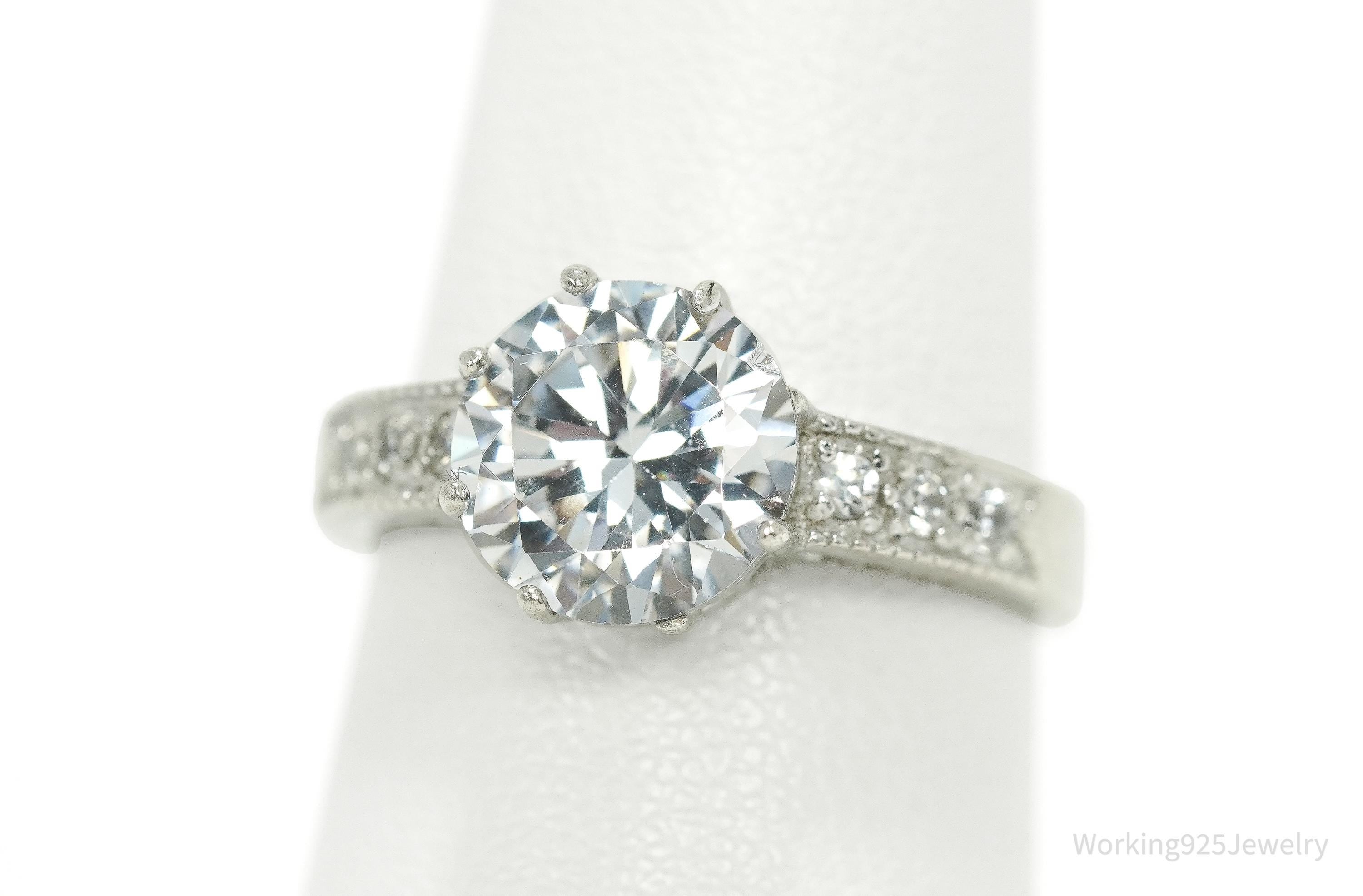 Vintage Cubic Zirconia Sterling Silver Ring Size 6.75