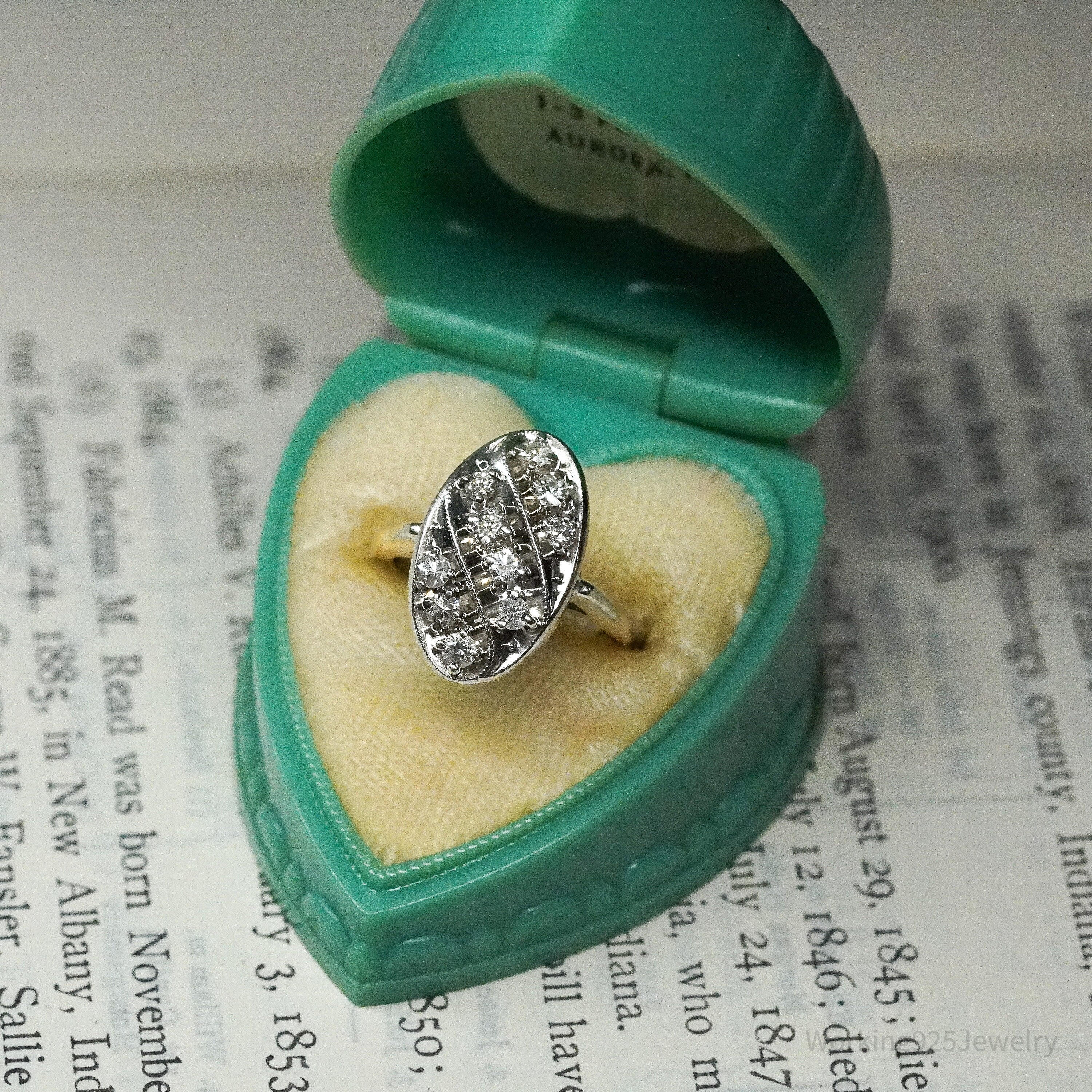 Art Deco 14K White Gold & Diamond Ring Size - 4.75