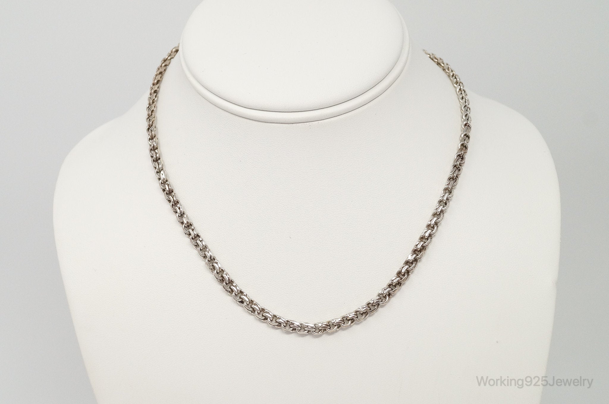 Vintage Mexico Modernist Designer SAUL Sterling Silver Chain Necklace