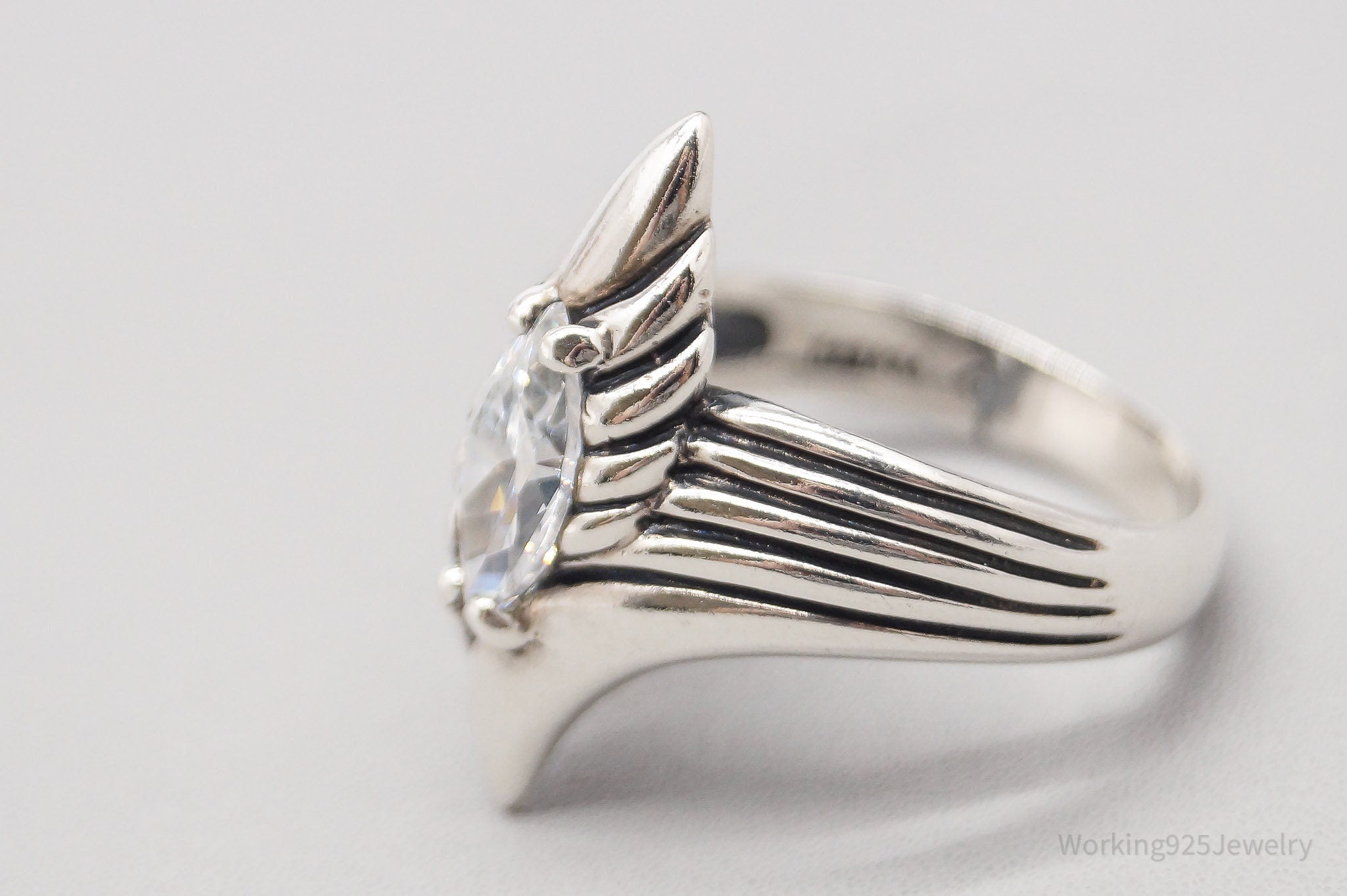 Vintage Designer Kabana Cubic Zirconia Sterling Silver Ring - Size 9