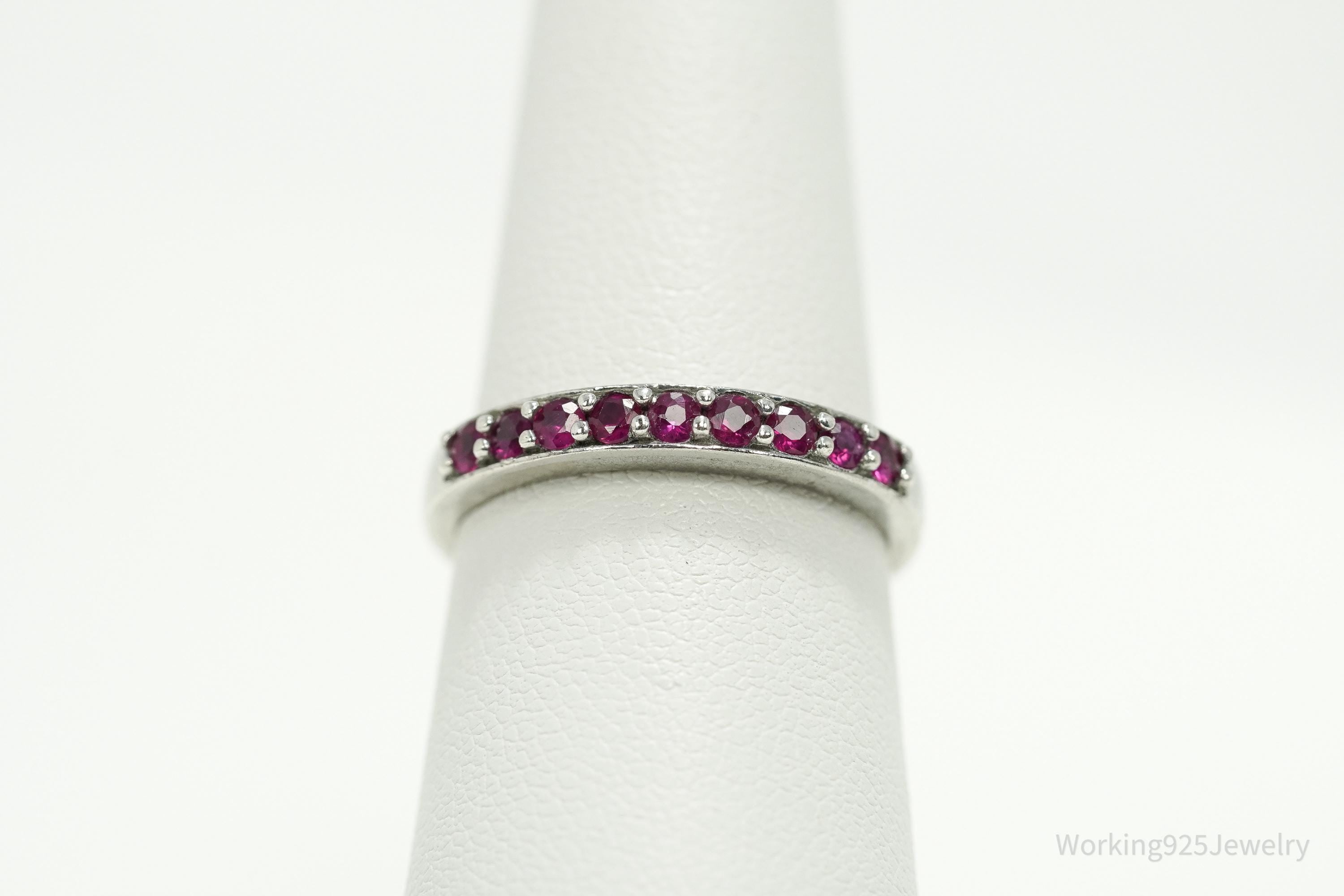 Vintage Ruby Sterling Silver Ring - Size 7