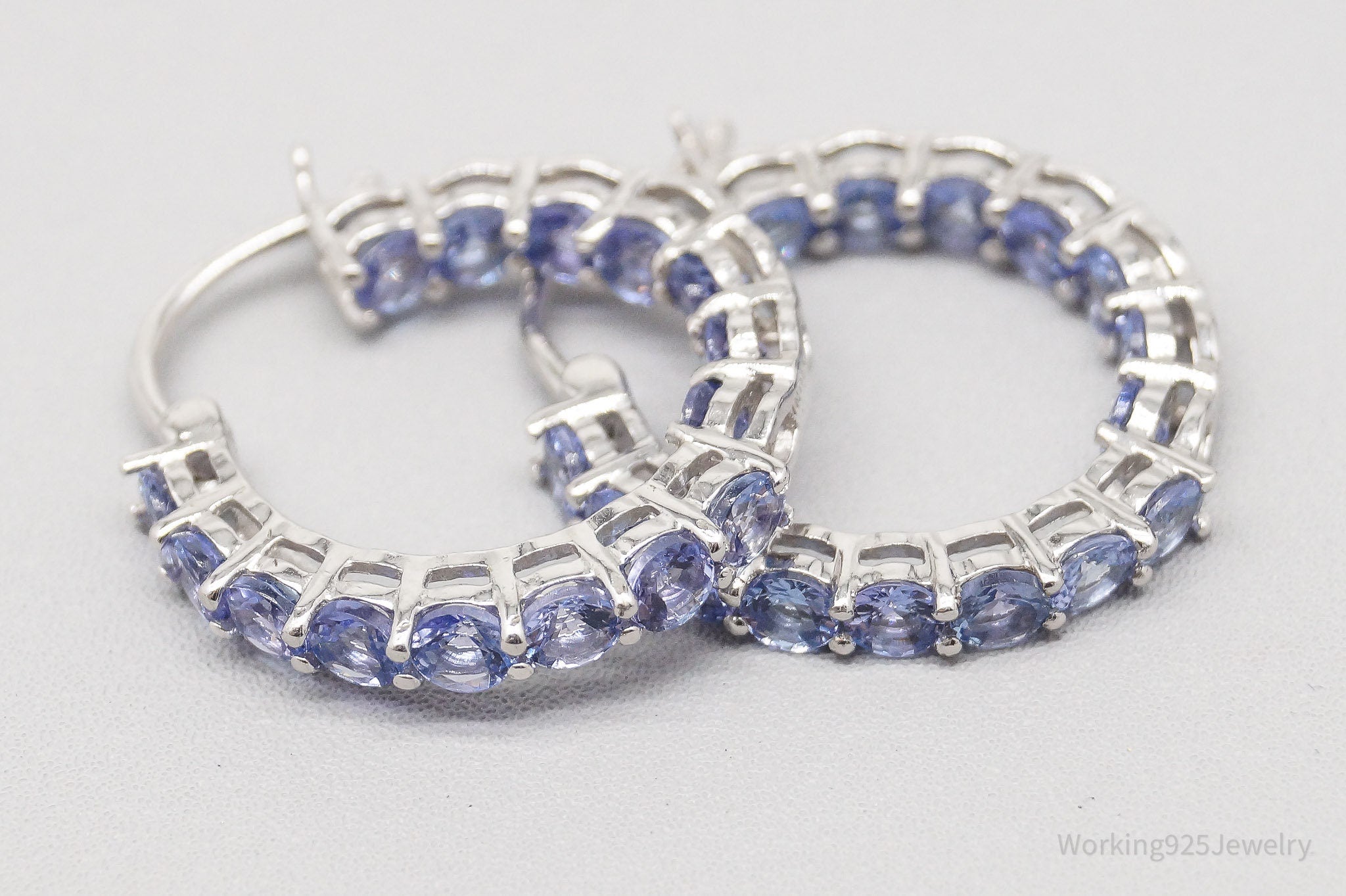 QVC GIE Tanzanite Hoop Sterling Silver Earrings