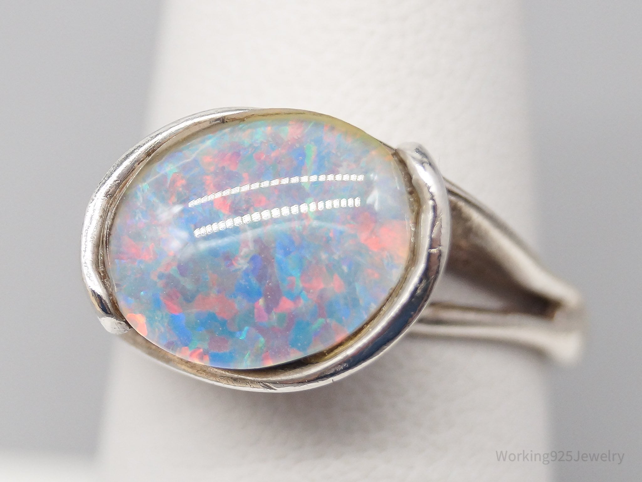 Vintage Opal Sterling Silver Ring - Size 7.5