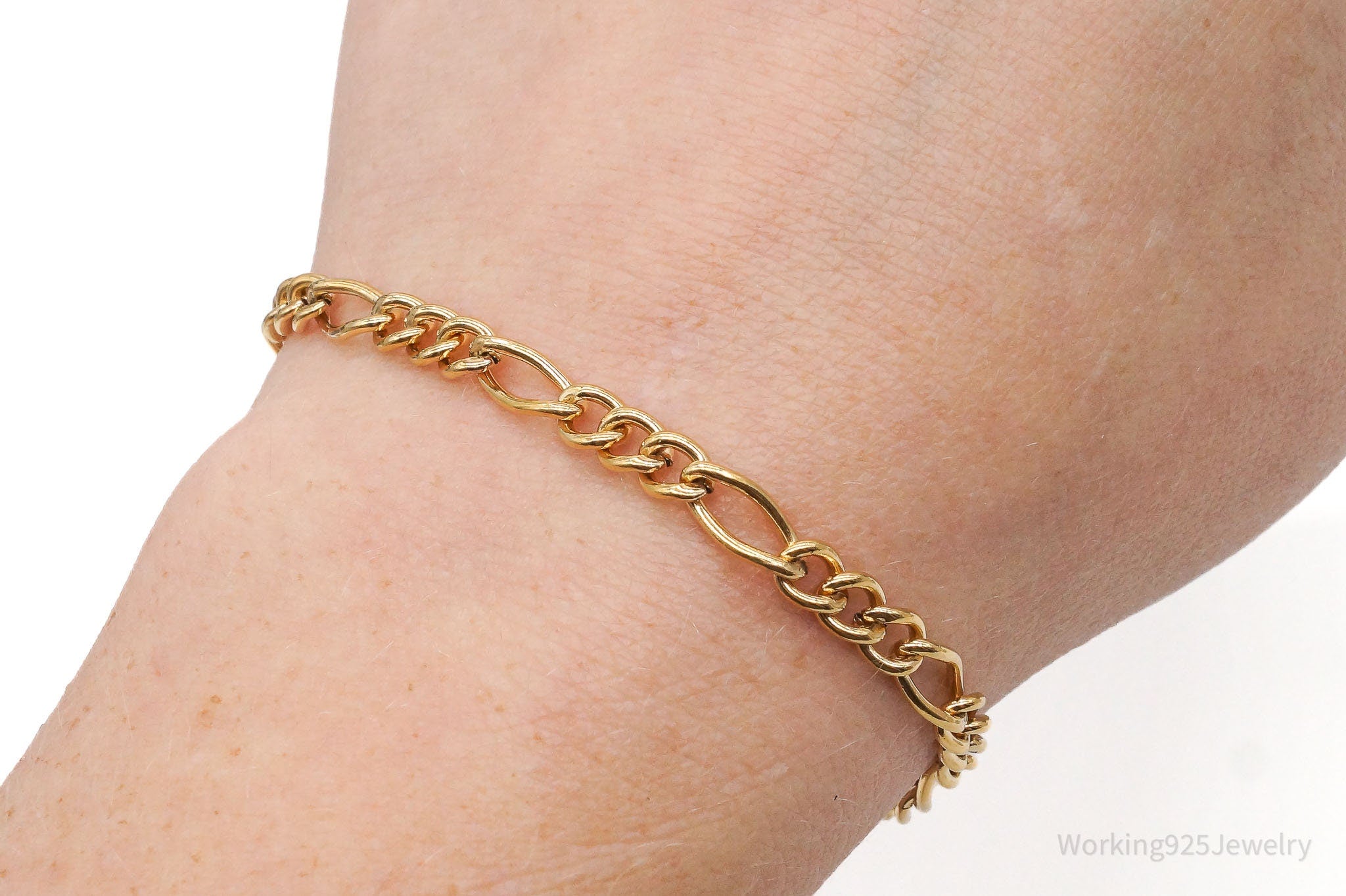 Vintage 1/20 12K Gold Filled Figaro Chain Bracelet