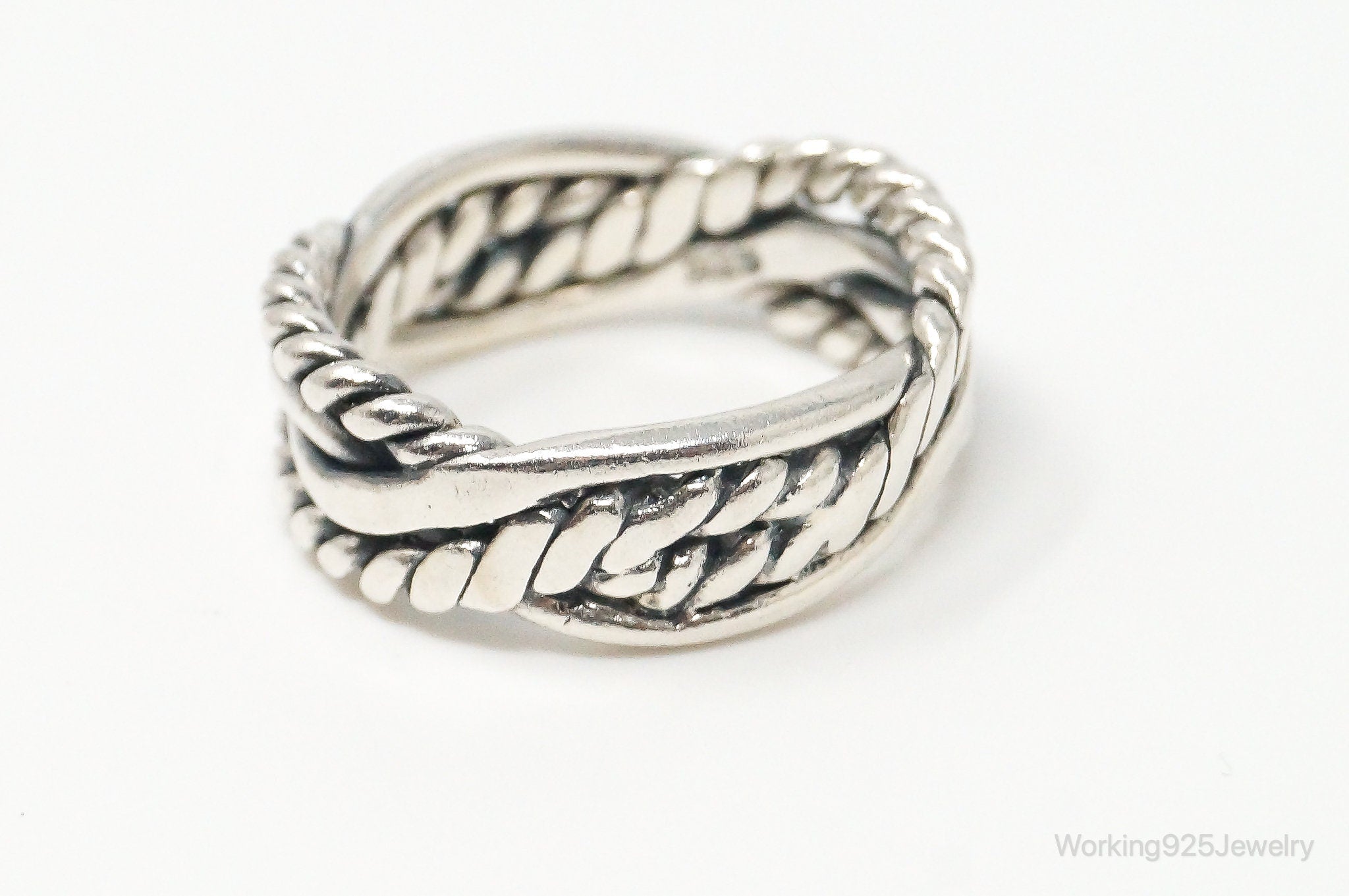 Vintage Rope Braid Sterling Silver Ring Size 9