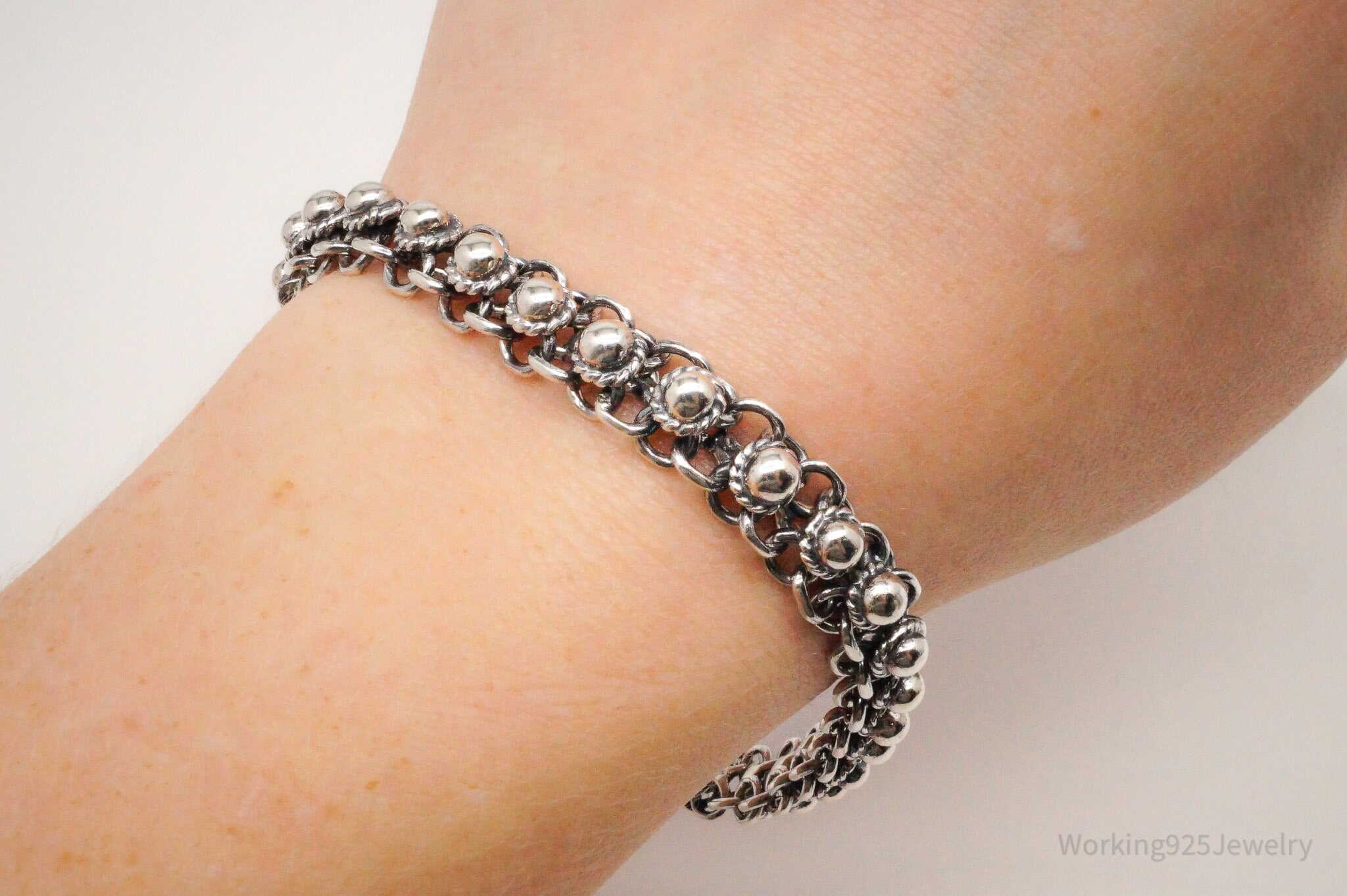 Vintage Chainmaille Sterling Silver Bracelet - 8 1/8"