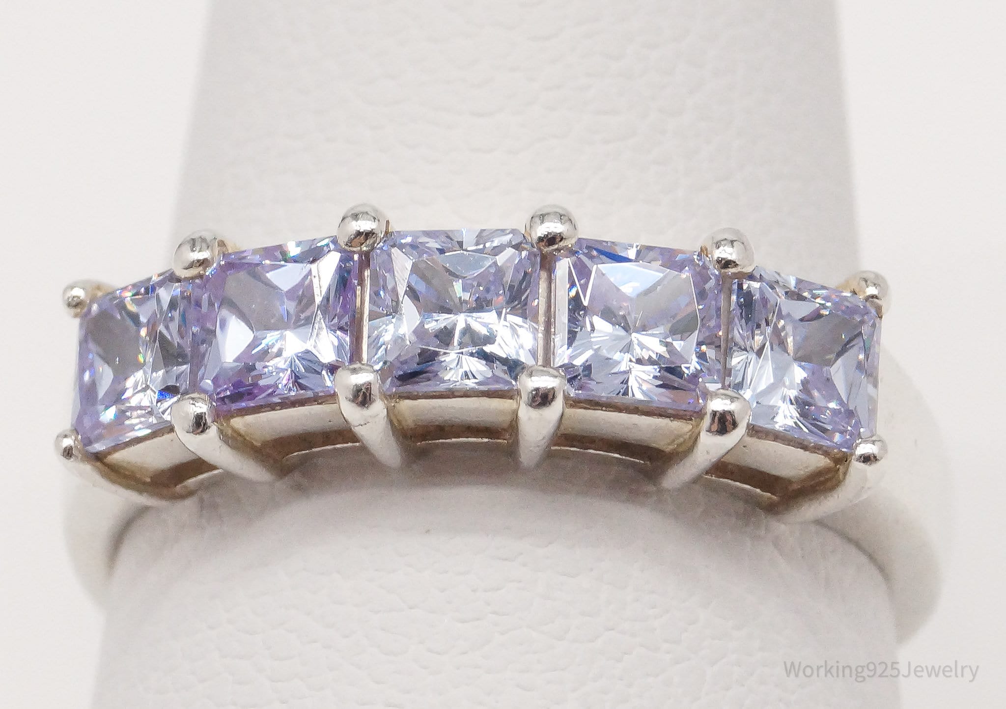 Vintage Violet Diamonique Cubic Zirconia Sterling Silver Ring - Size 9