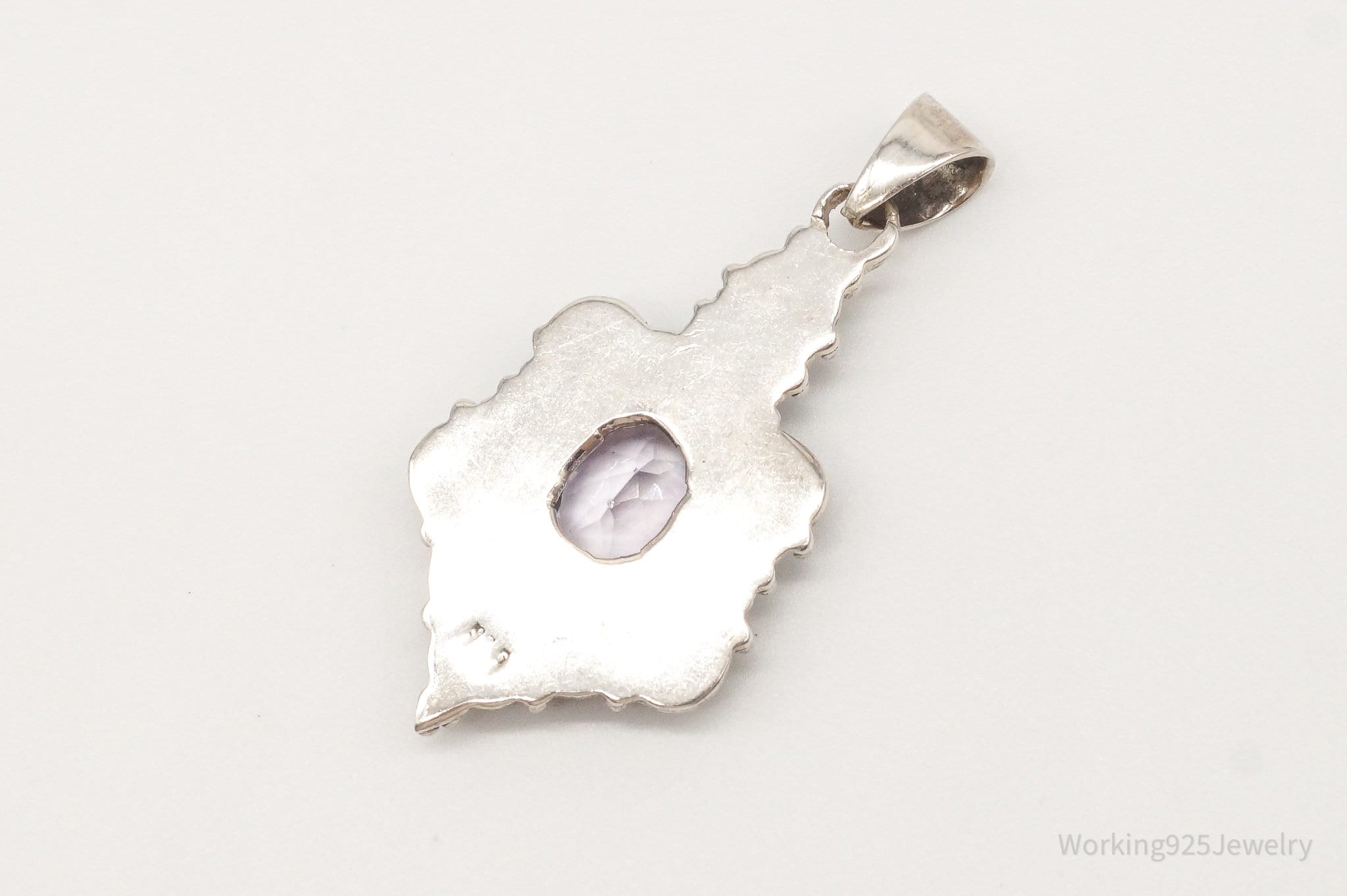 Vintage Large Purple Amethyst Sterling Silver Pendant