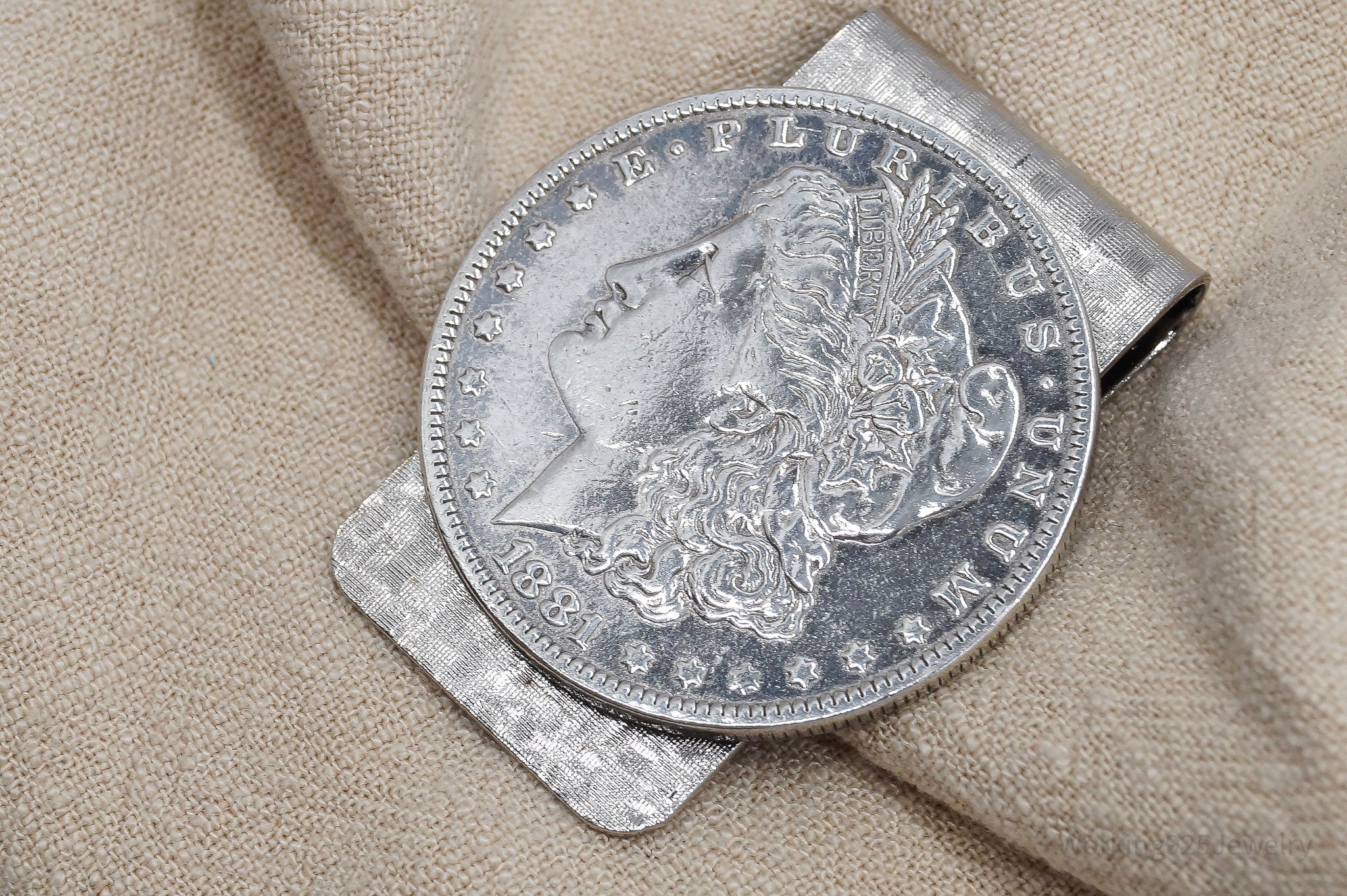 Antique 1881 Morgan Silver Dollar Coin Silver Money Clip