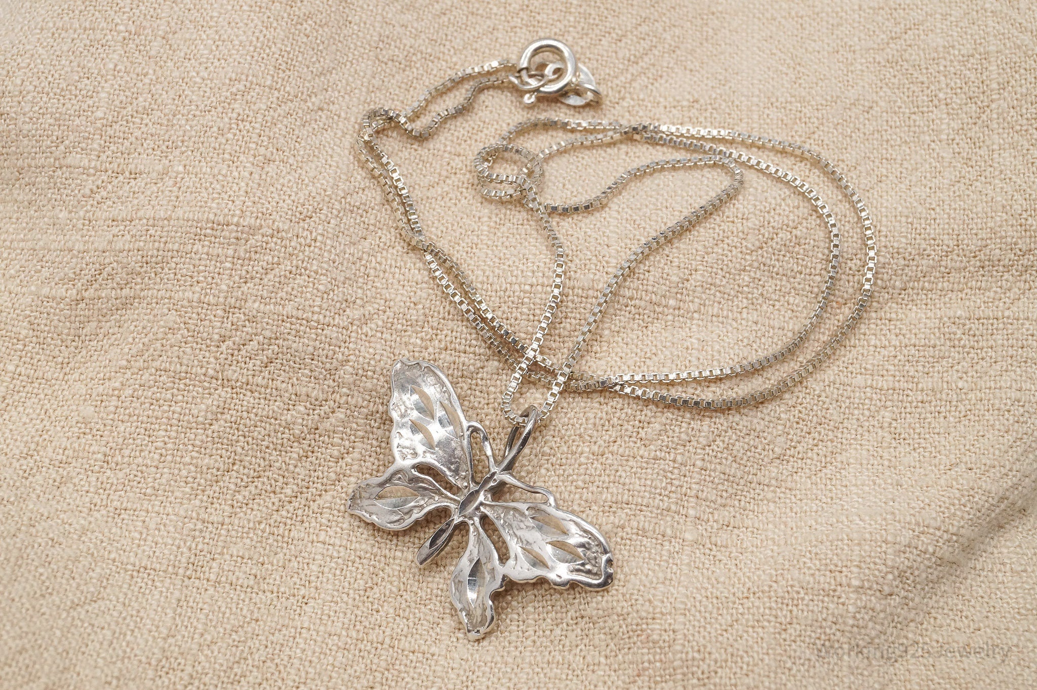 Vintage Butterfly Sterling Silver Necklace 16"