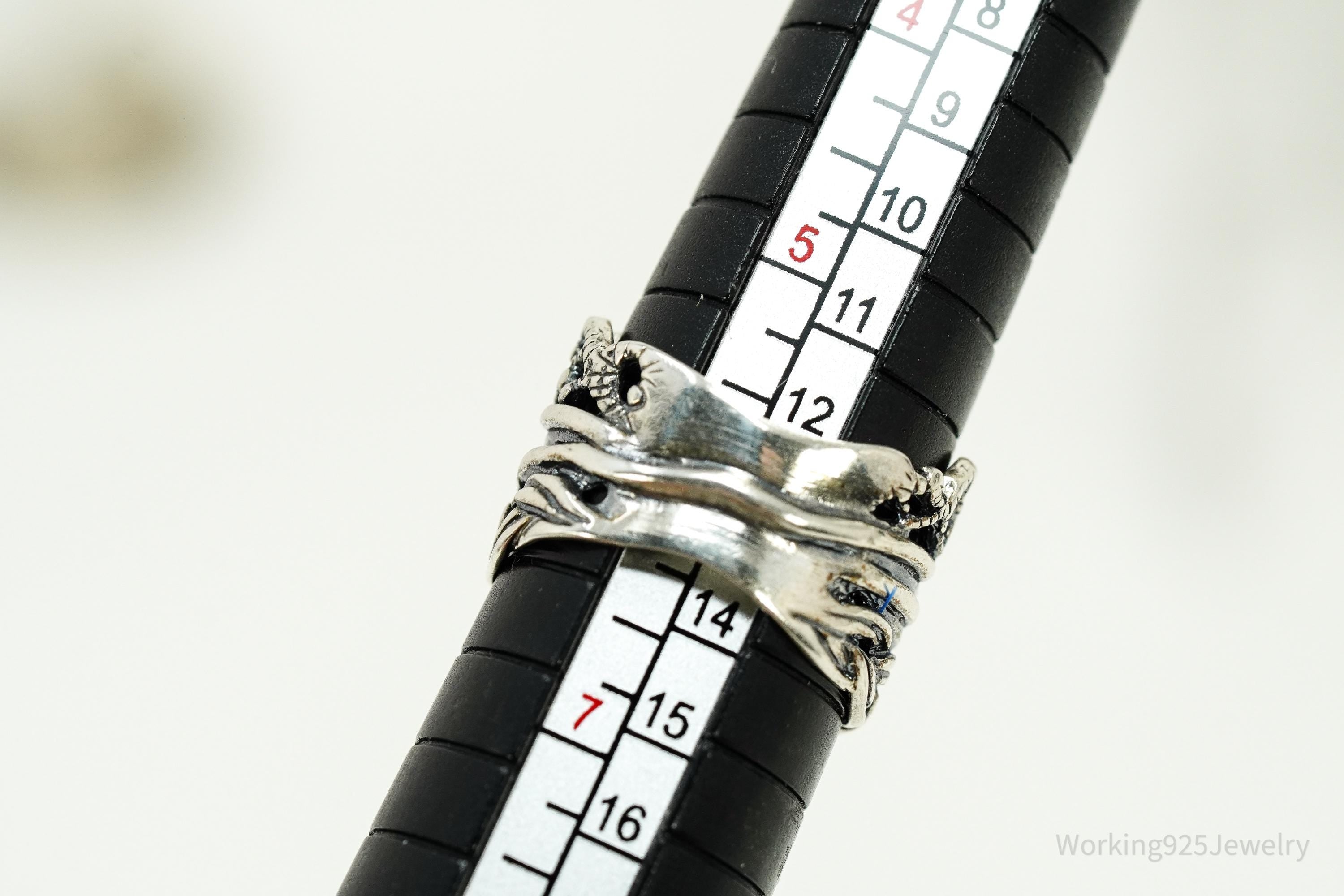 Vintage Israel Designer Paz PZ Blue Topaz Sterling Silver Ring - Size 6.25