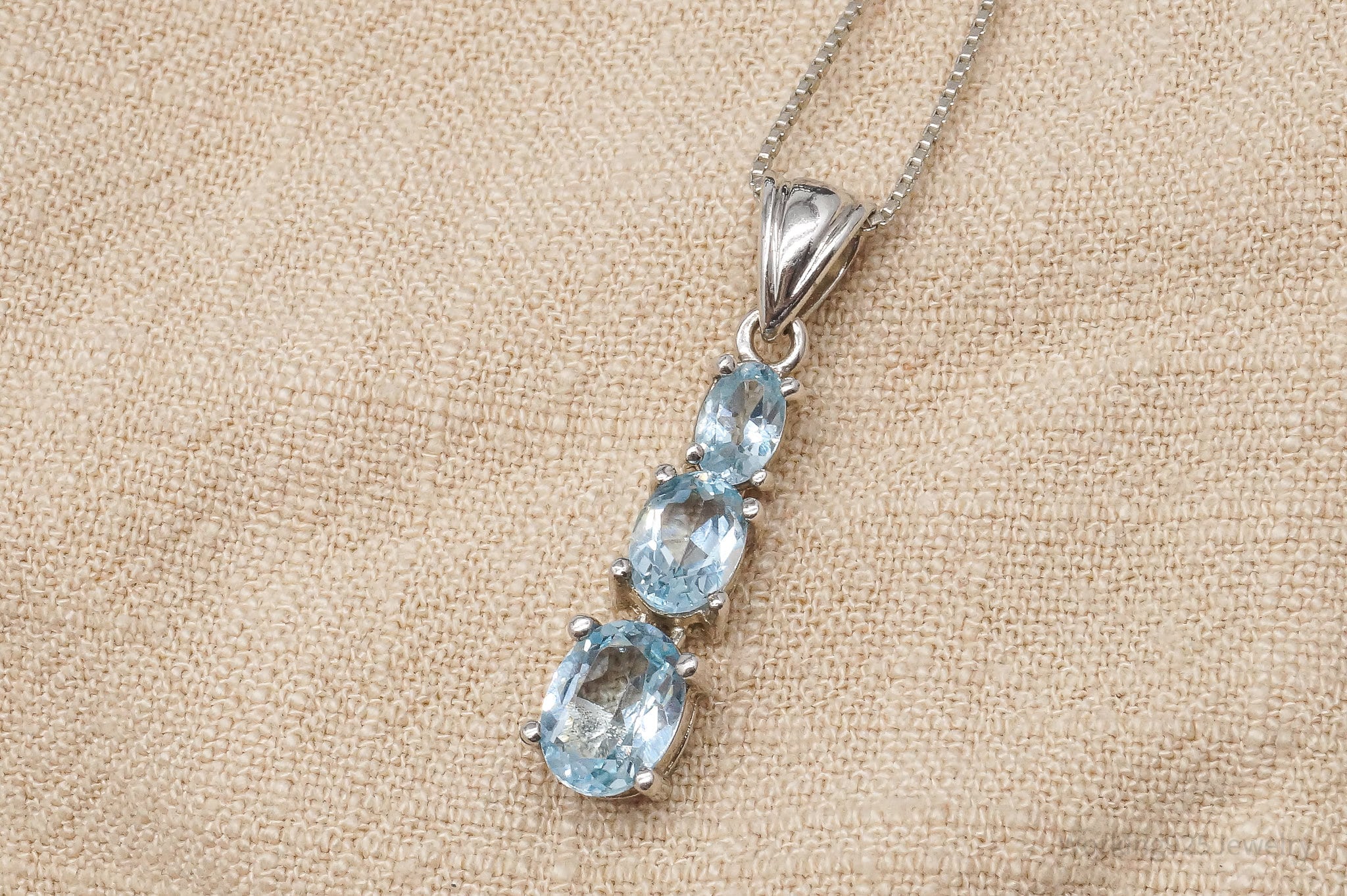 Vintage Blue Topaz Sterling Silver Necklace 18"
