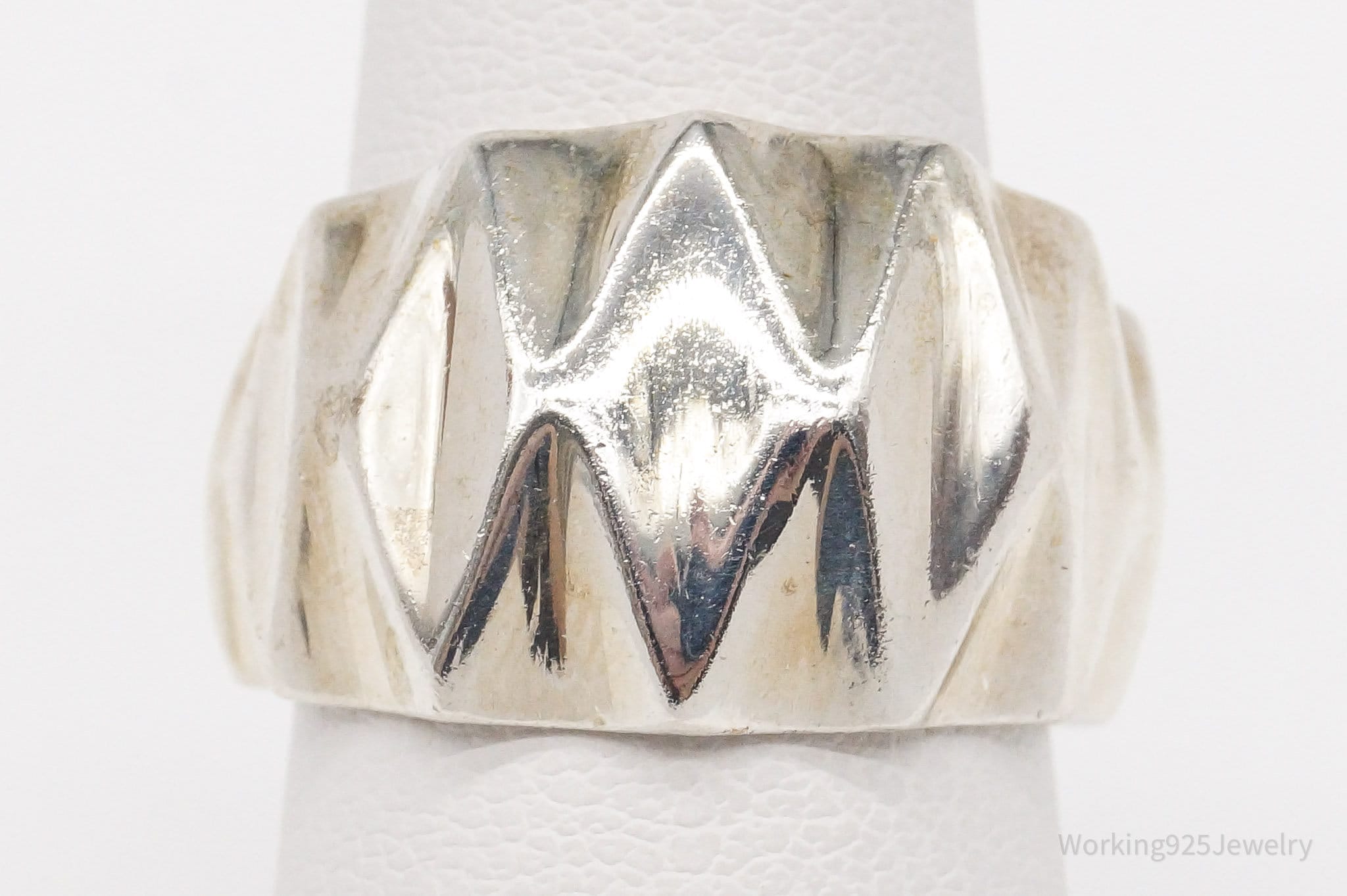 Vintage Modernist Puffy Style Sterling Silver Ring - Size 6