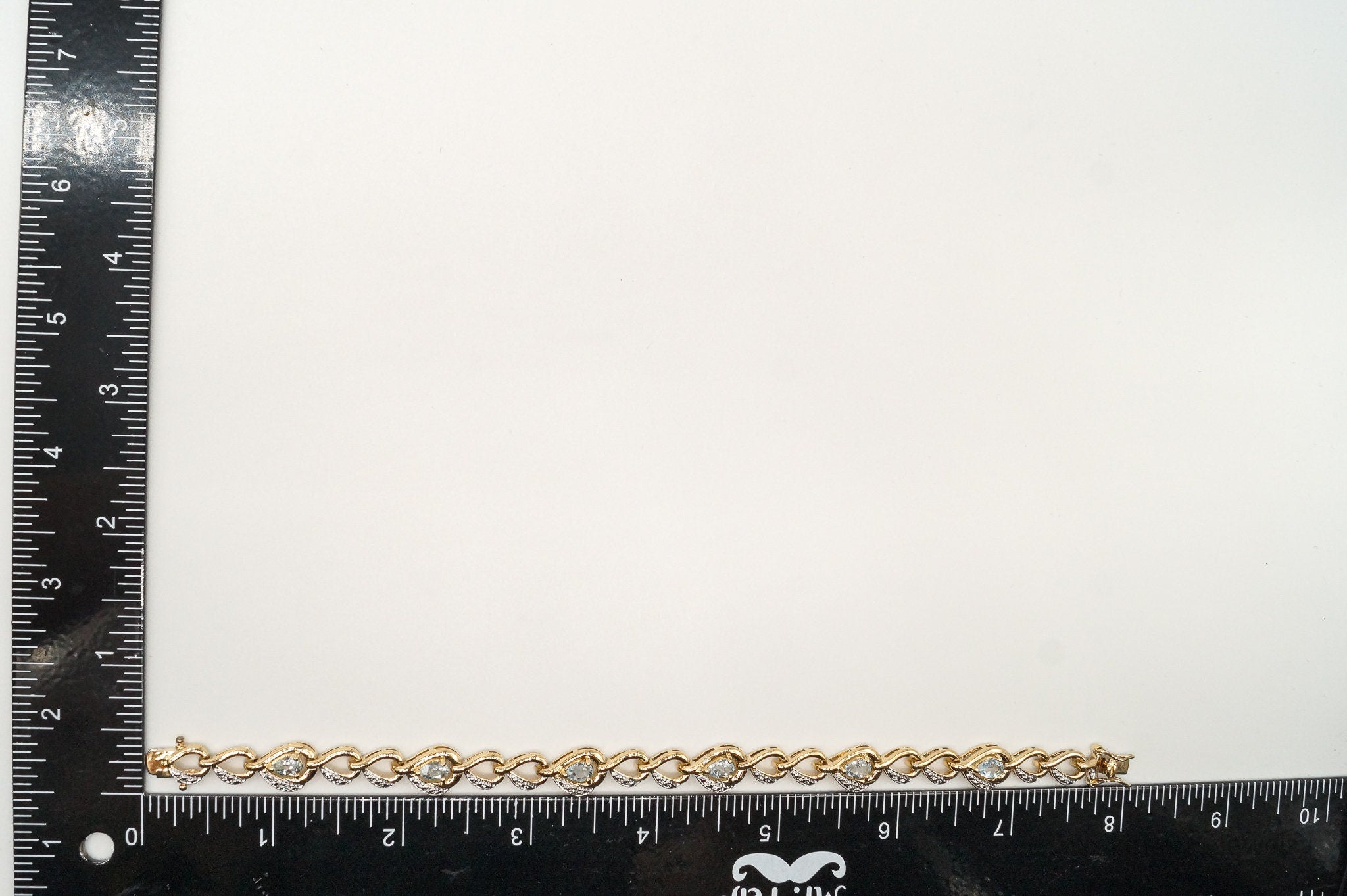 Ross Simons Cubic Zirconia Blue Topaz 18K Gold Over Sterling Silver Bracelet