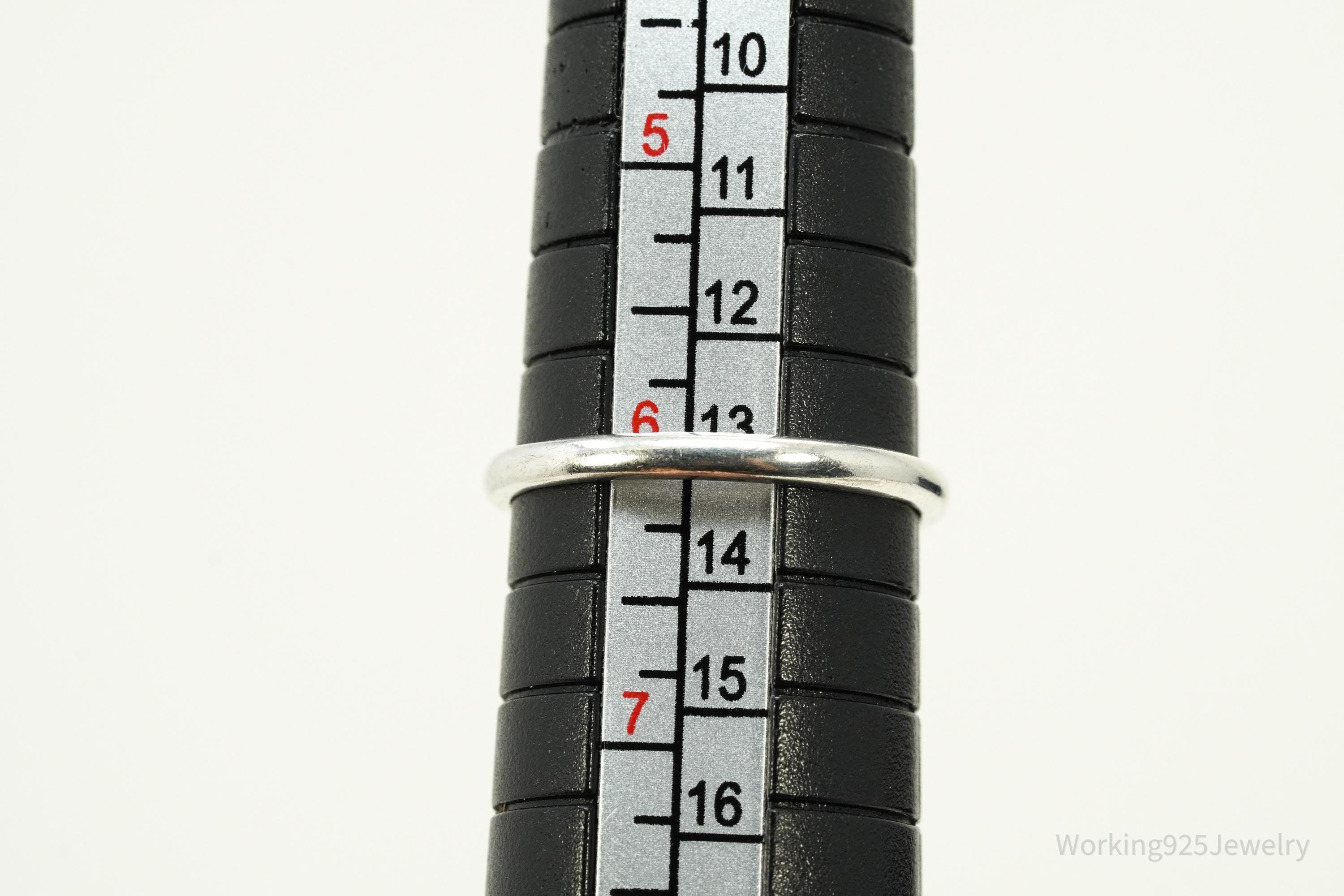 Vintage Chalisa Aqua Blue Chalcedony Sterling Silver Ring - Size 6