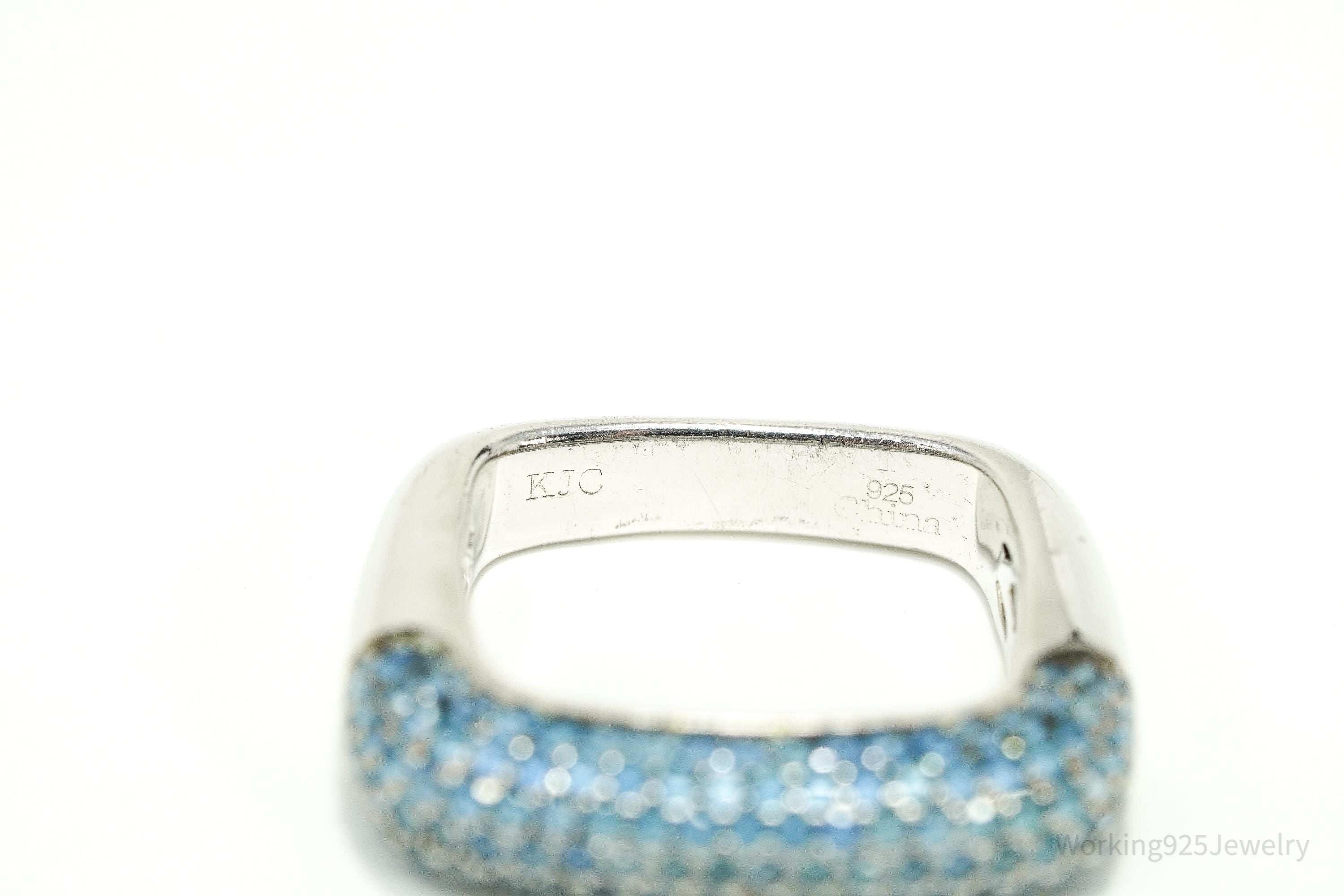 Vintage Blue Topaz Sterling Silver Ring - Size 6.25