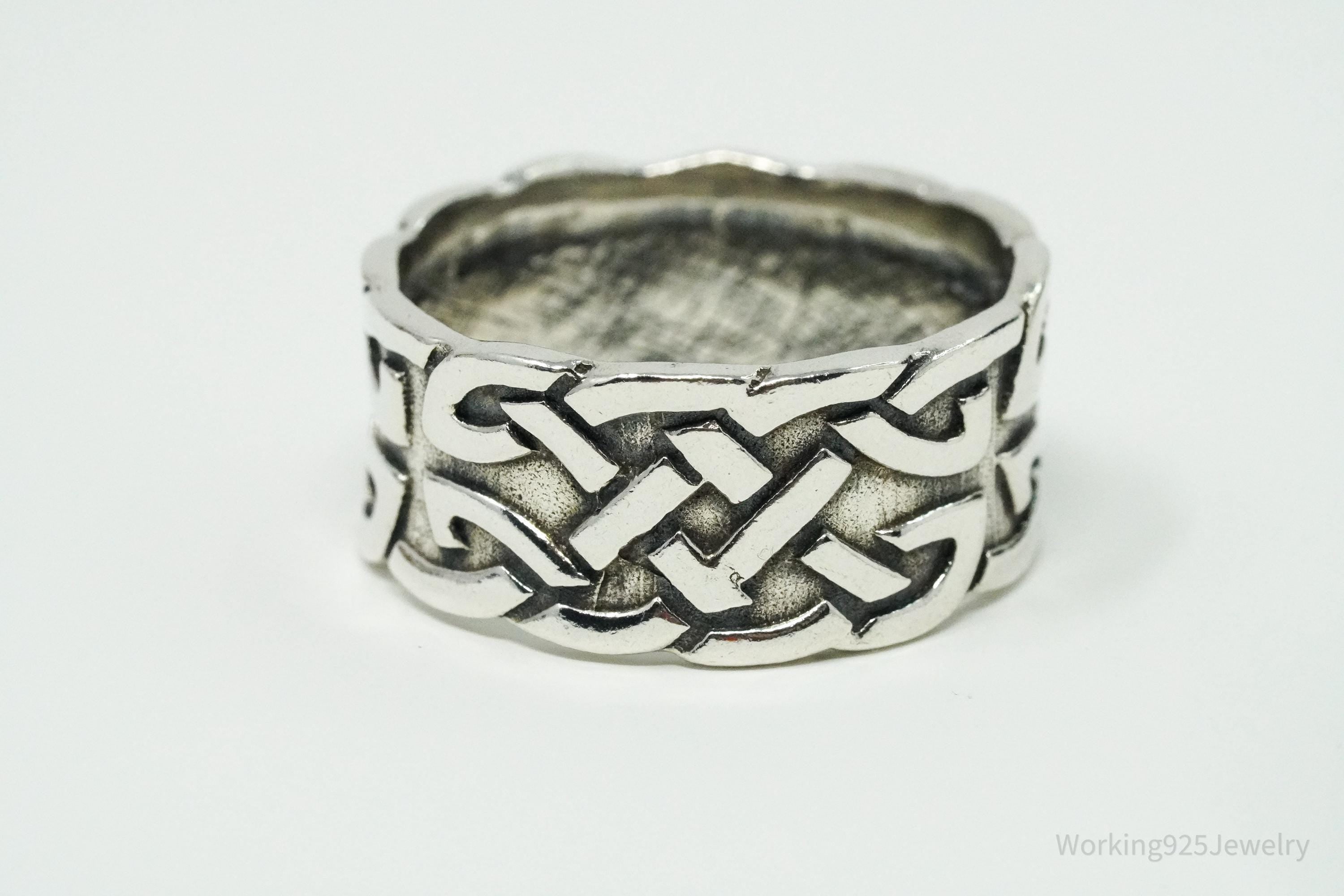 Vintage Celtic Knots Sterling Silver Band Ring - Size 11.5