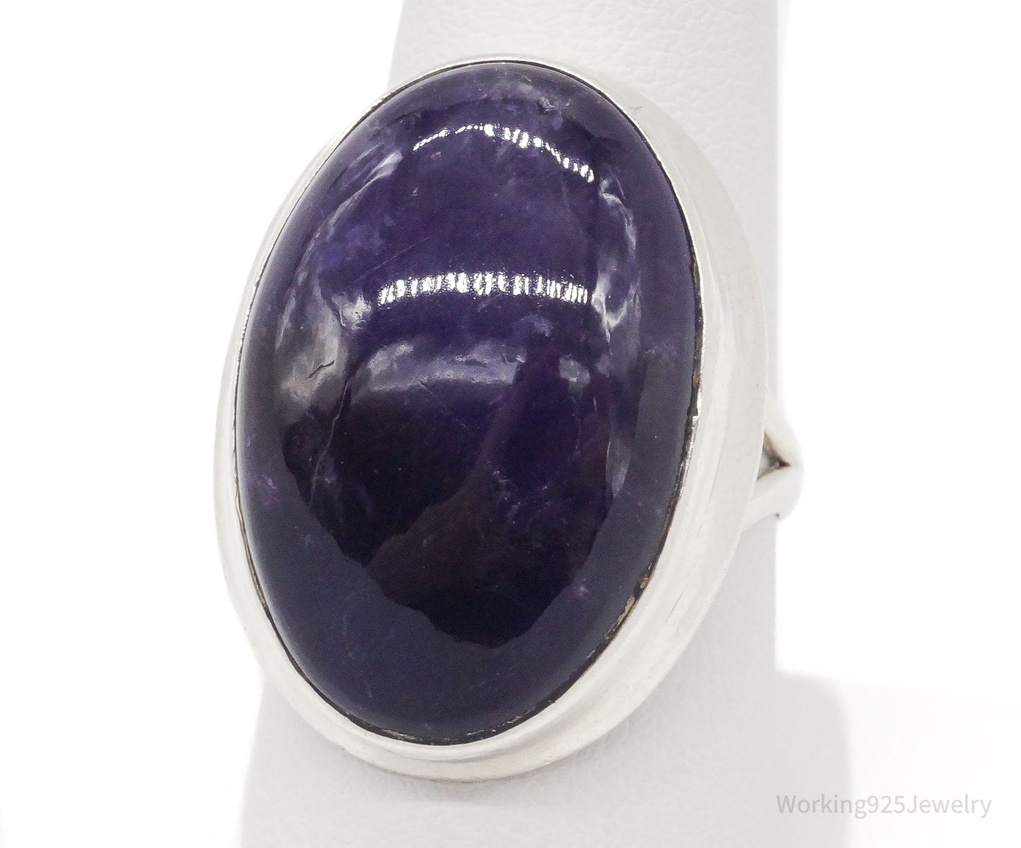 Vintage Large Amethyst Sterling Silver Ring - Size 9