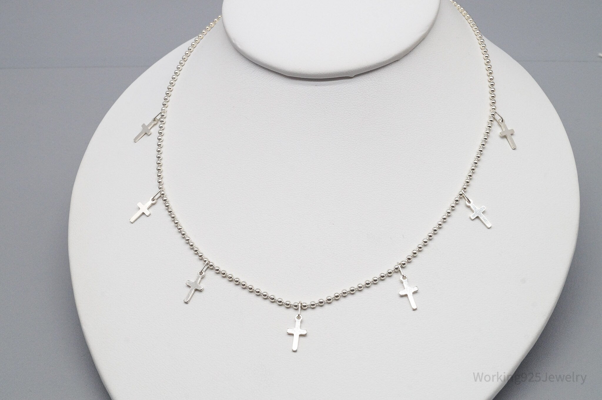 Vintage Designer Crosses Sterling Silver Necklace 16"