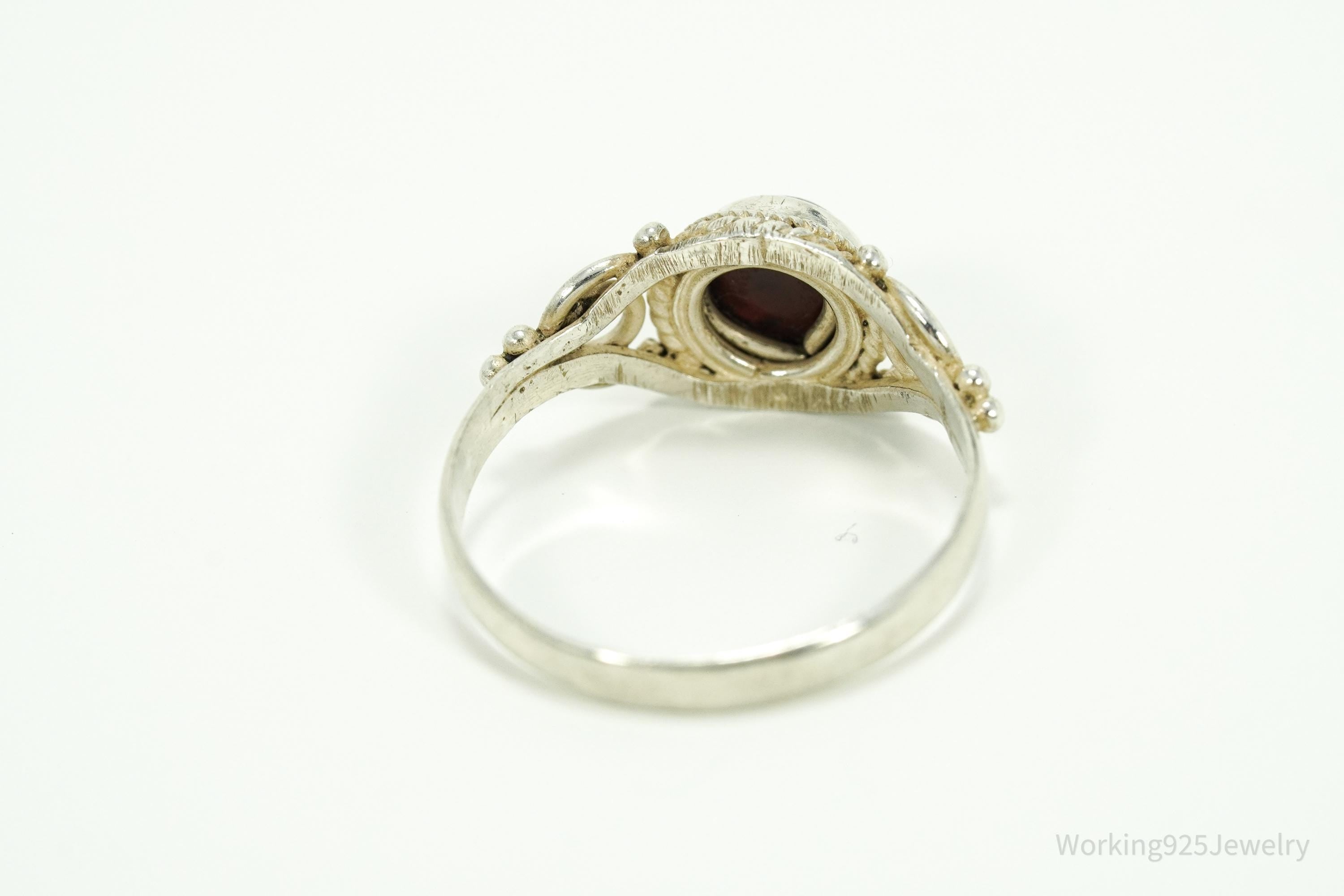 Vintage Rhodolite Garnet Sterling Silver Ring Size 7.25