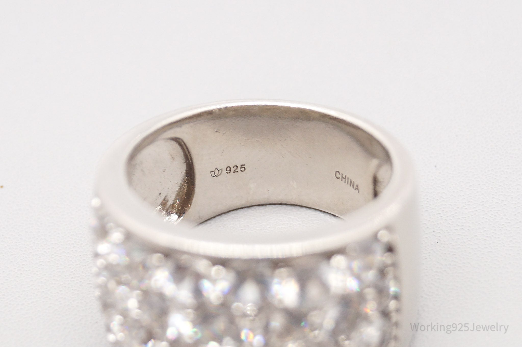 Vintage Cubic Zirconia Sterling Silver Band Ring - Size 9