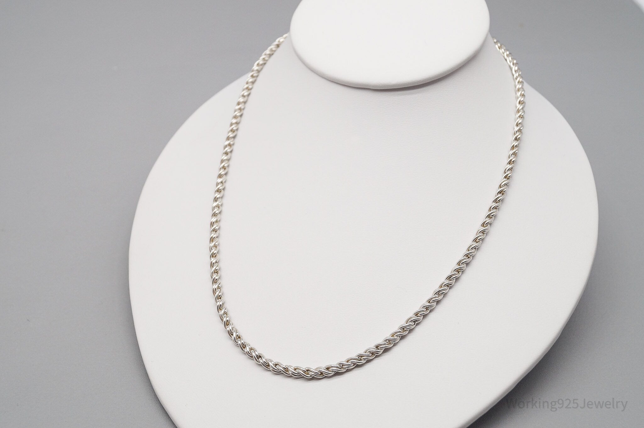 Vintage Sterling Silver Braided Chain Necklace 18"