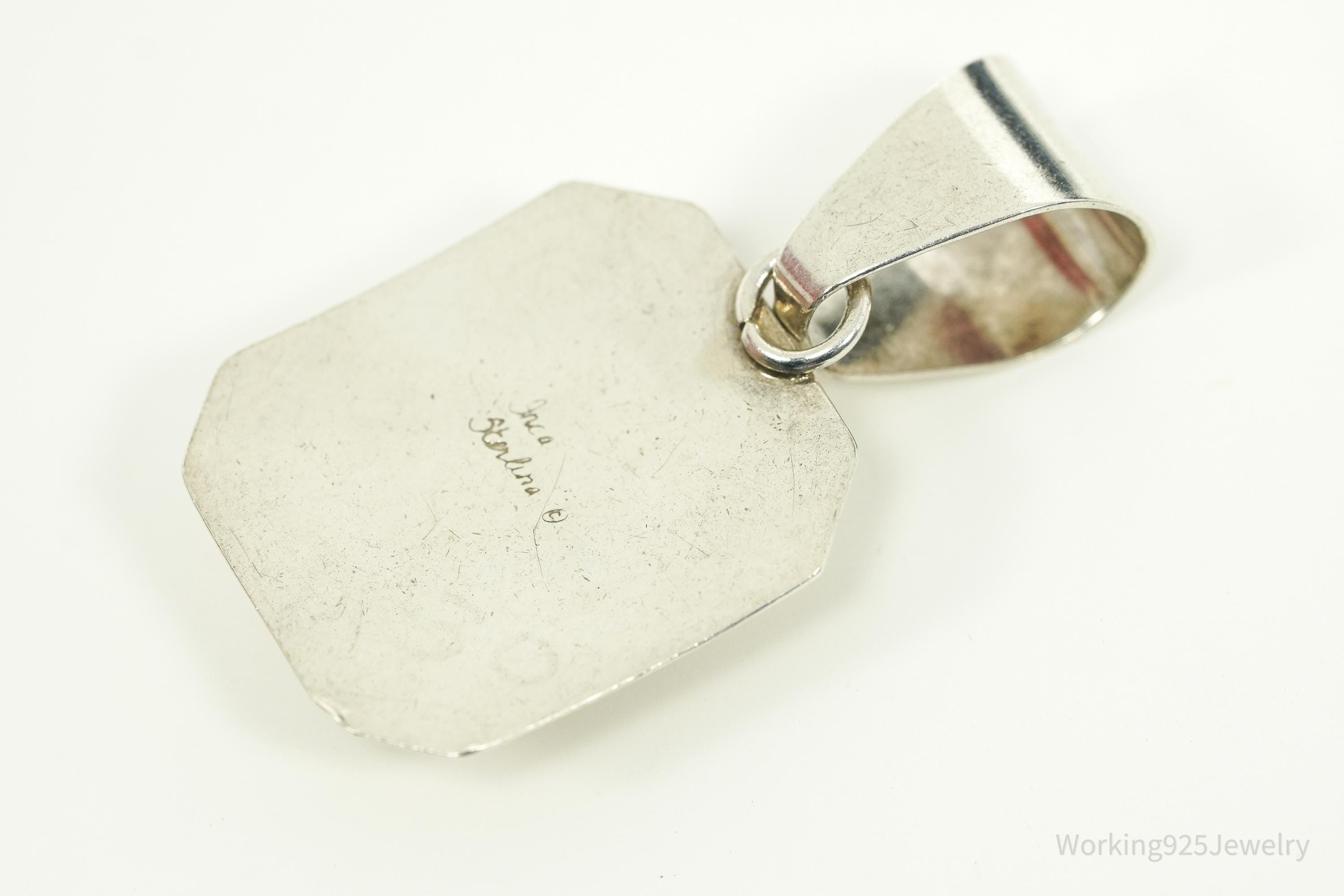 Vintage Native American Rhodochrosite Sterling Silver Pendant