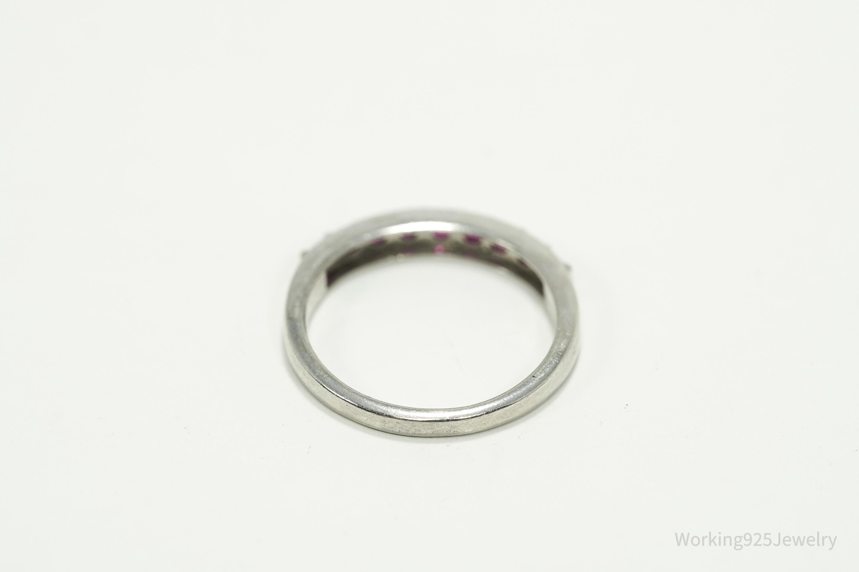 Vintage Ruby Sterling Silver Ring - Size 7