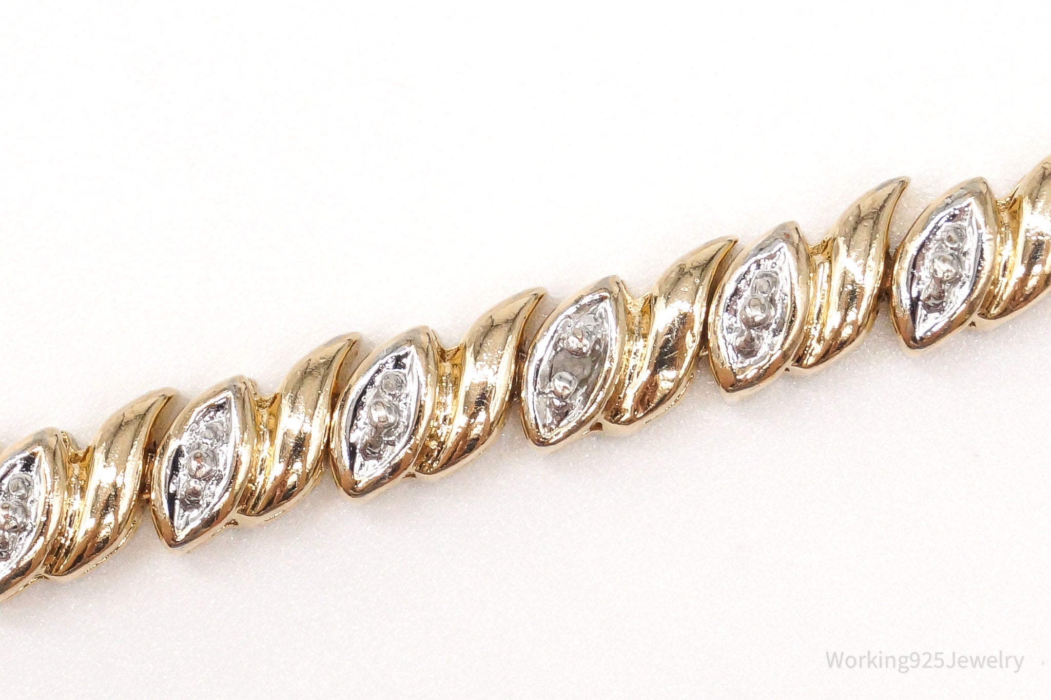 VTG Ross Simons Six Diamond 18K Gold Vermeil Sterling Silver Bracelet